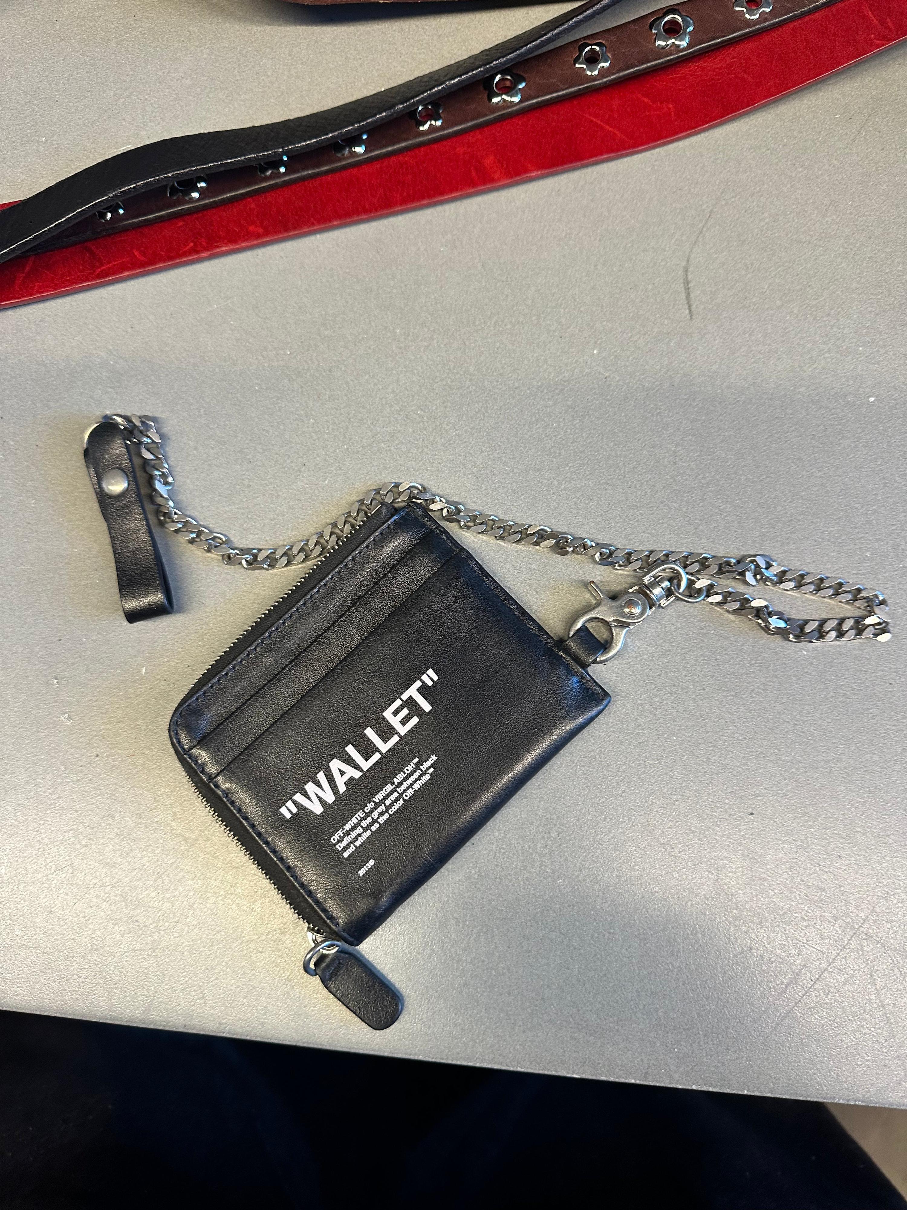 Off-White “Quote” Leather Chain Wallet Black