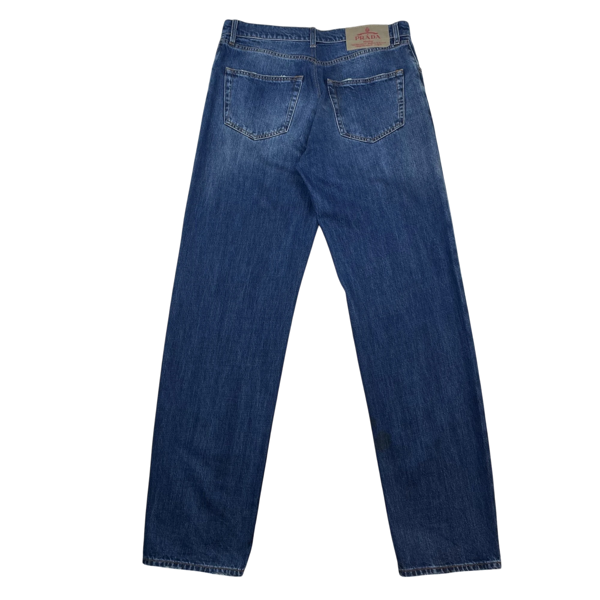 Prada Triangle Plaque Logo Jeans Washed Blue (Size 35”) thumbnail 3