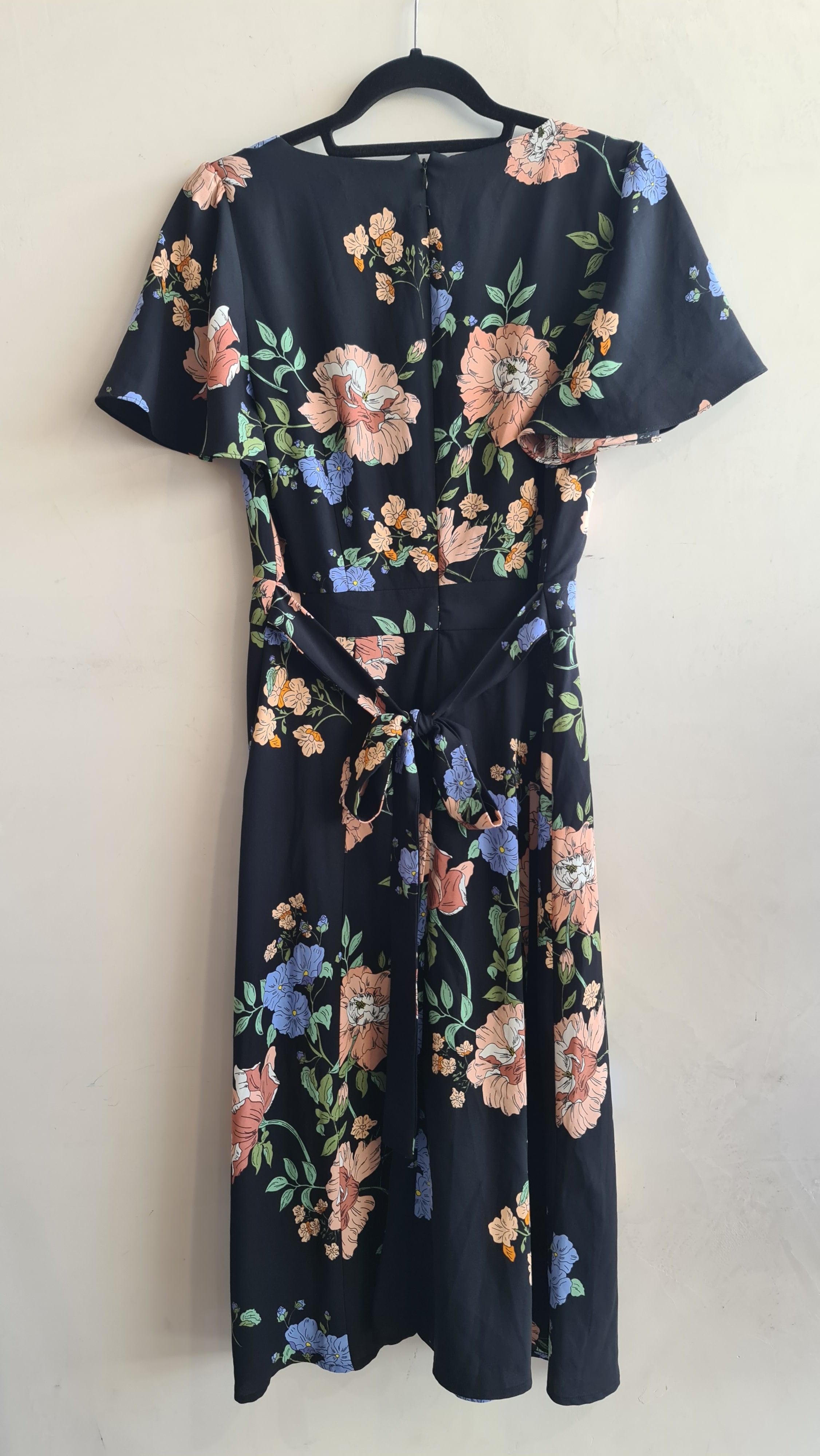 Portmans Black Floral Dress - size 10 thumbnail 2