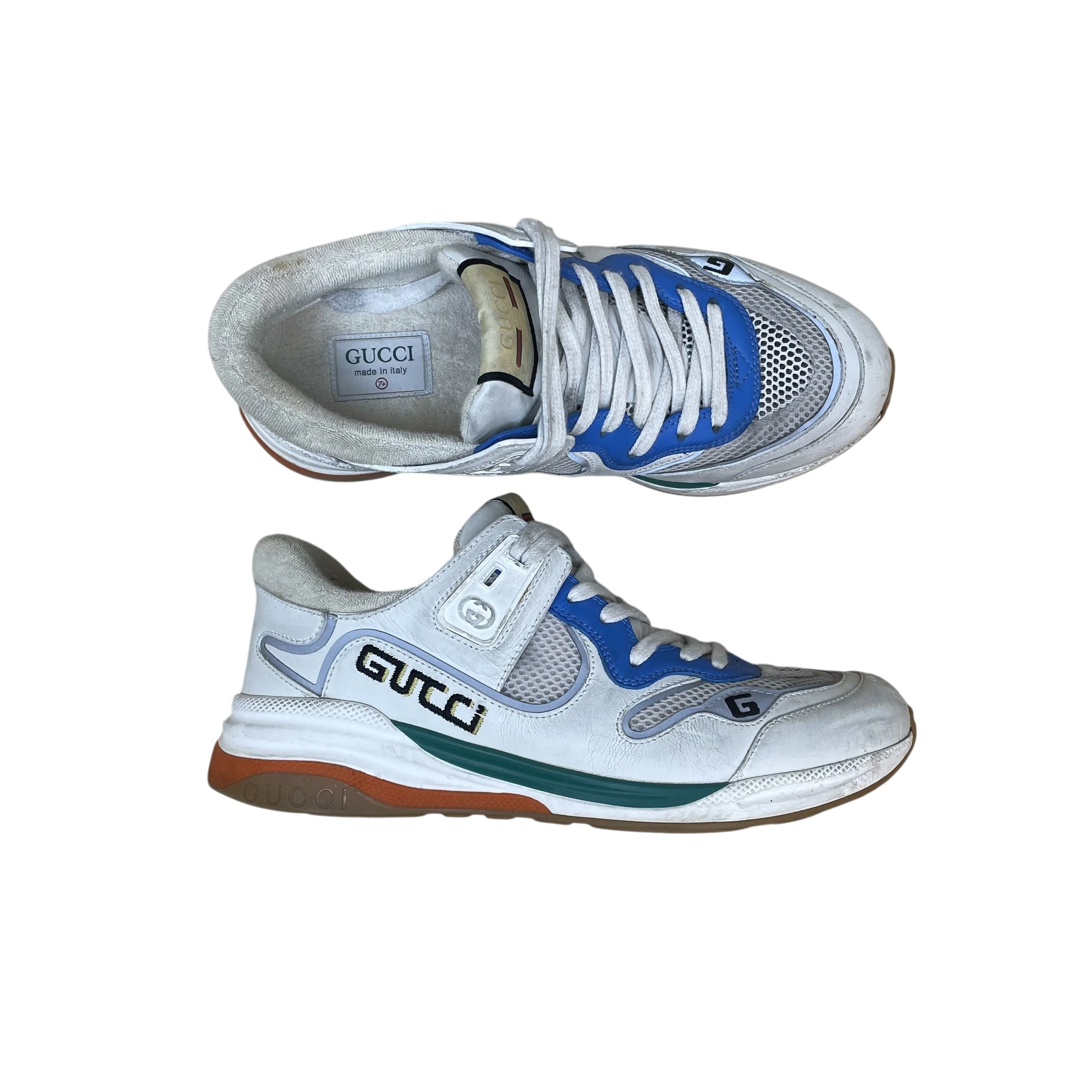 Gucci Ultrapace Sneakers White/Blue/Green (Size US7/EU40-40.5)
