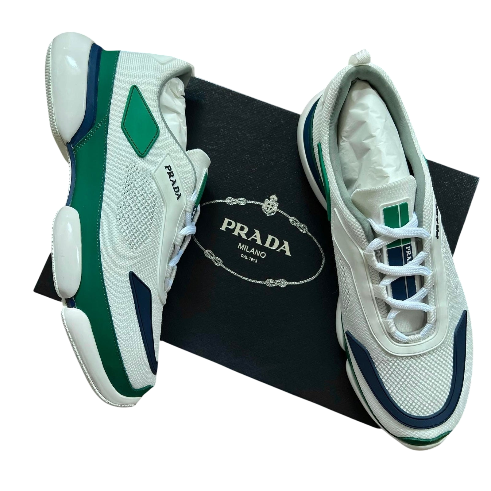 Prada Cloudbust Low Green / Navy / White (US9-10 mens) thumbnail 3