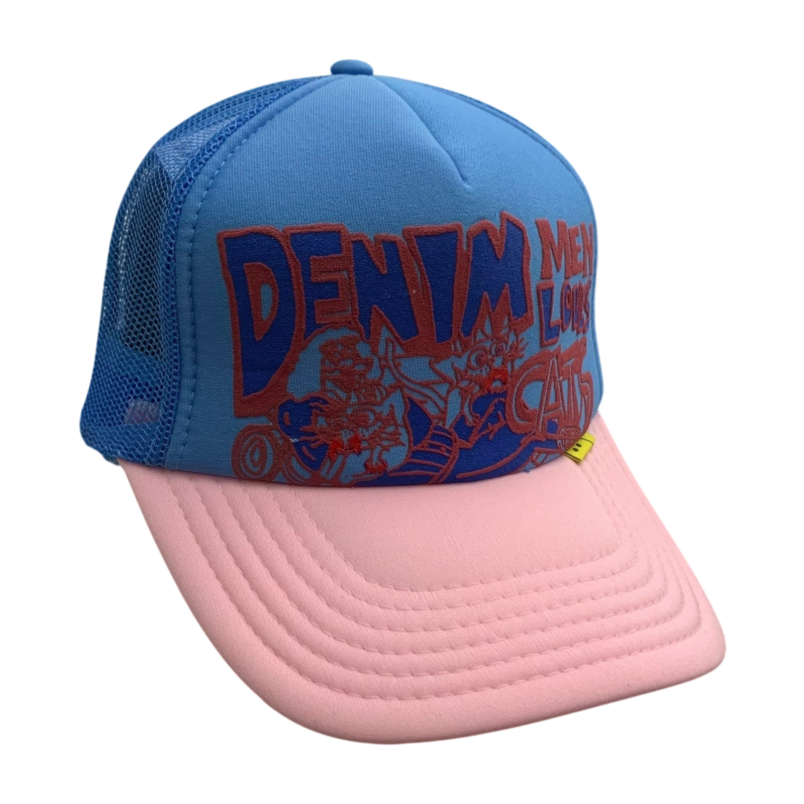 Kapital ‘Denim Men Loves Cats' Trucker Cap Blue/Pink