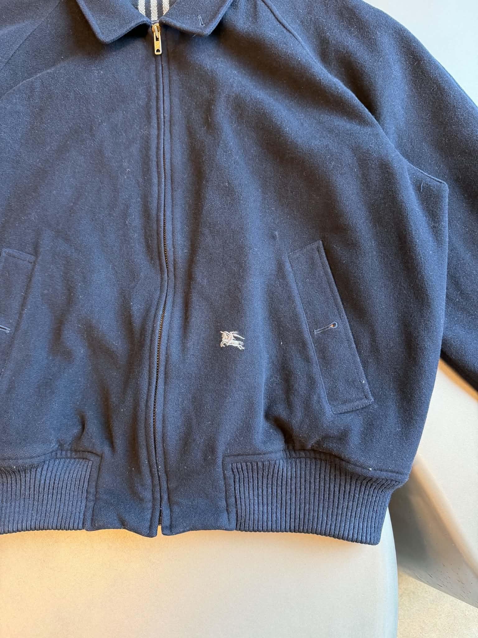 Burberry Vintage 80s-90s Hamilton Wool Bomber Jacket Navy (Made on Spain) (Size 54/XL) thumbnail 6
