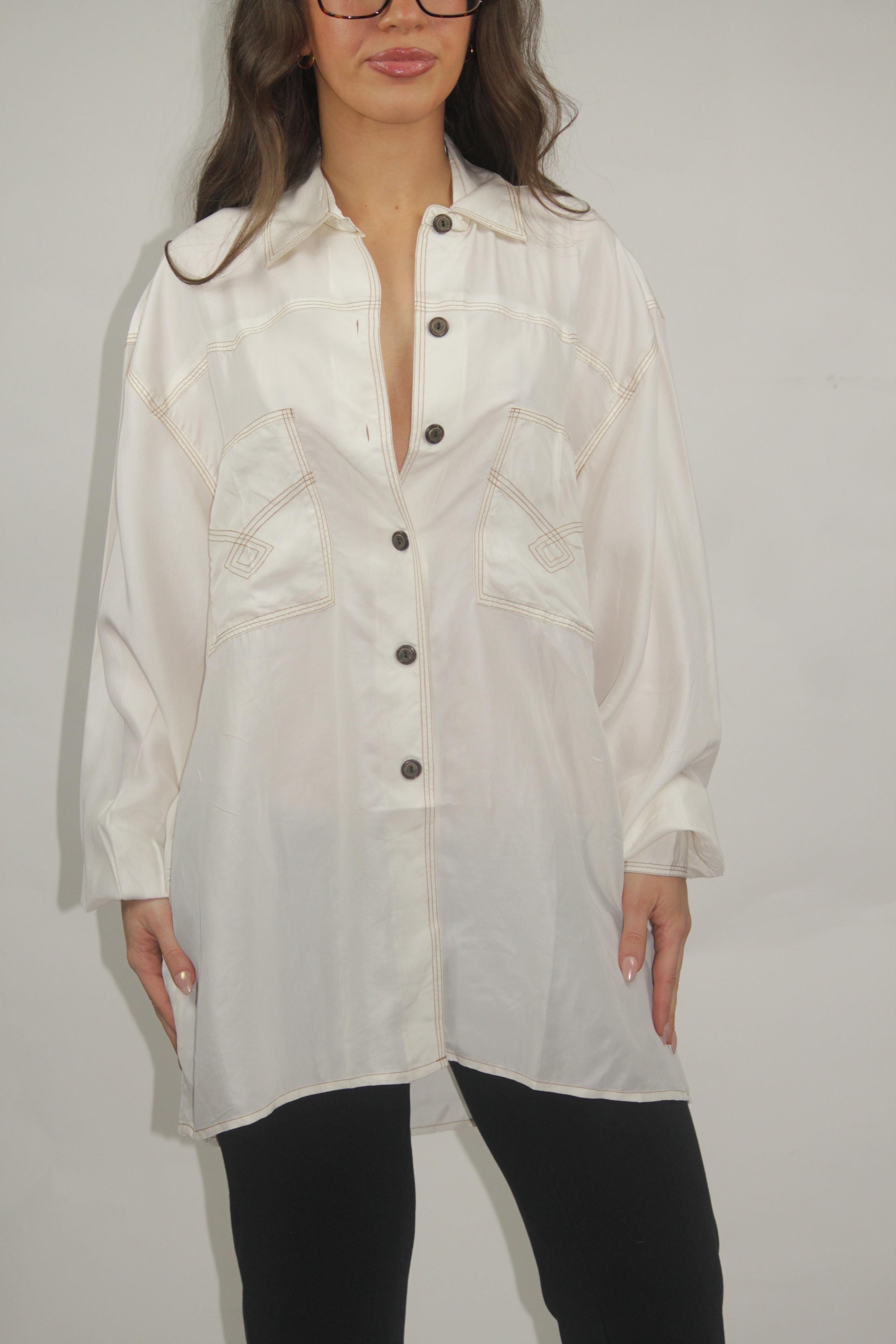 Gavamillo Off-White Silk Button-Up Shirt thumbnail 2