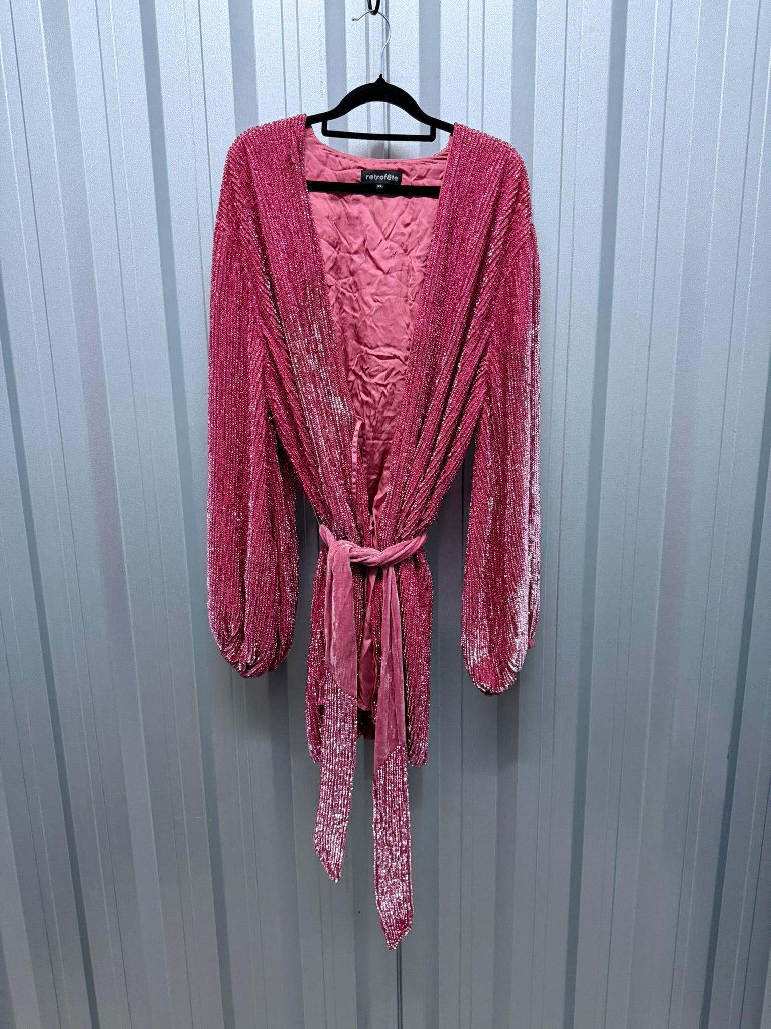 Retrofête Pink Sequin Wrap Mini Dress XL