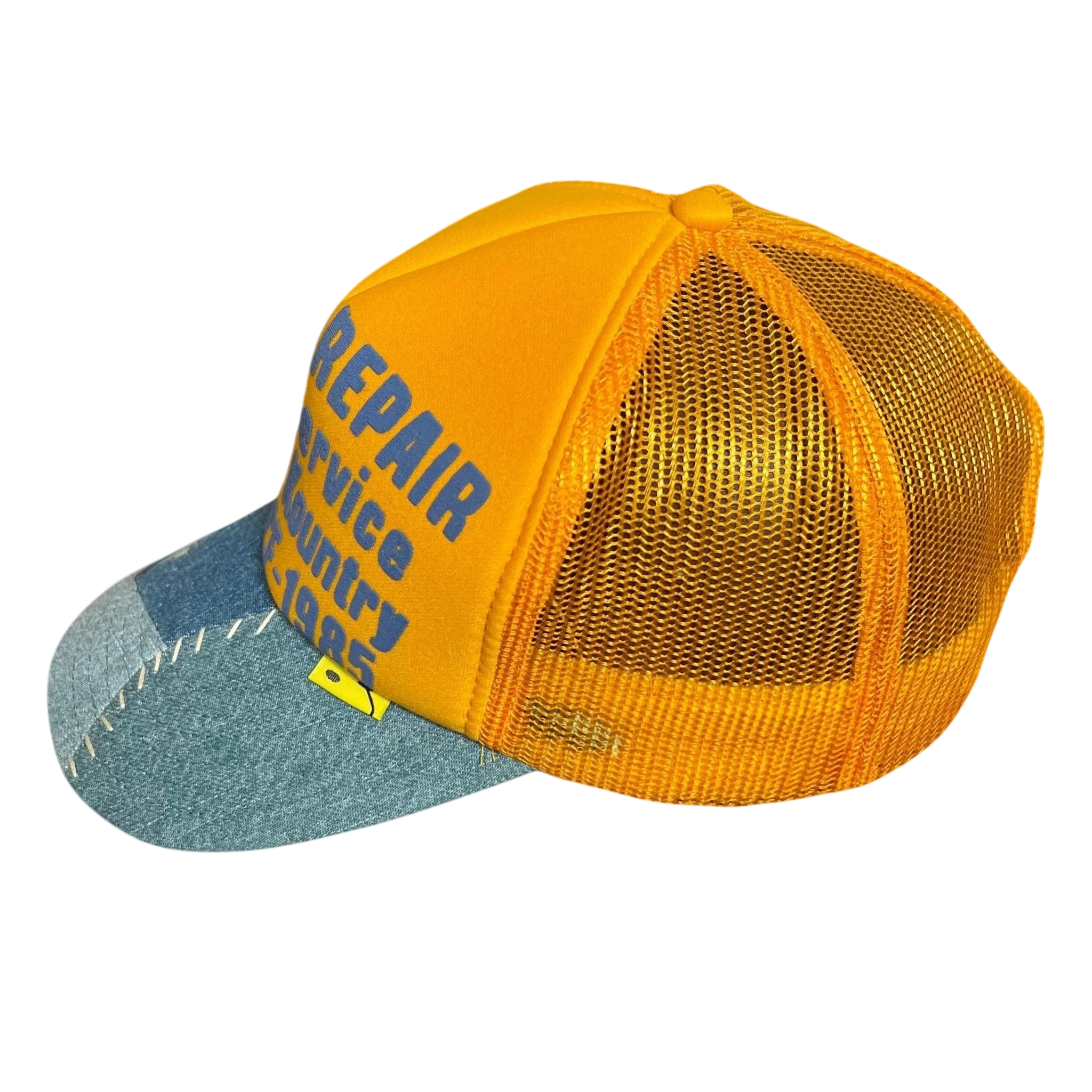 Kapital ‘Denim Repair Service’ Denim Reconstruction Trucker Cap Yellow/Light Blue thumbnail 2