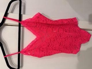 Anthropologie Pink Lace Bodysuit S BNWT
