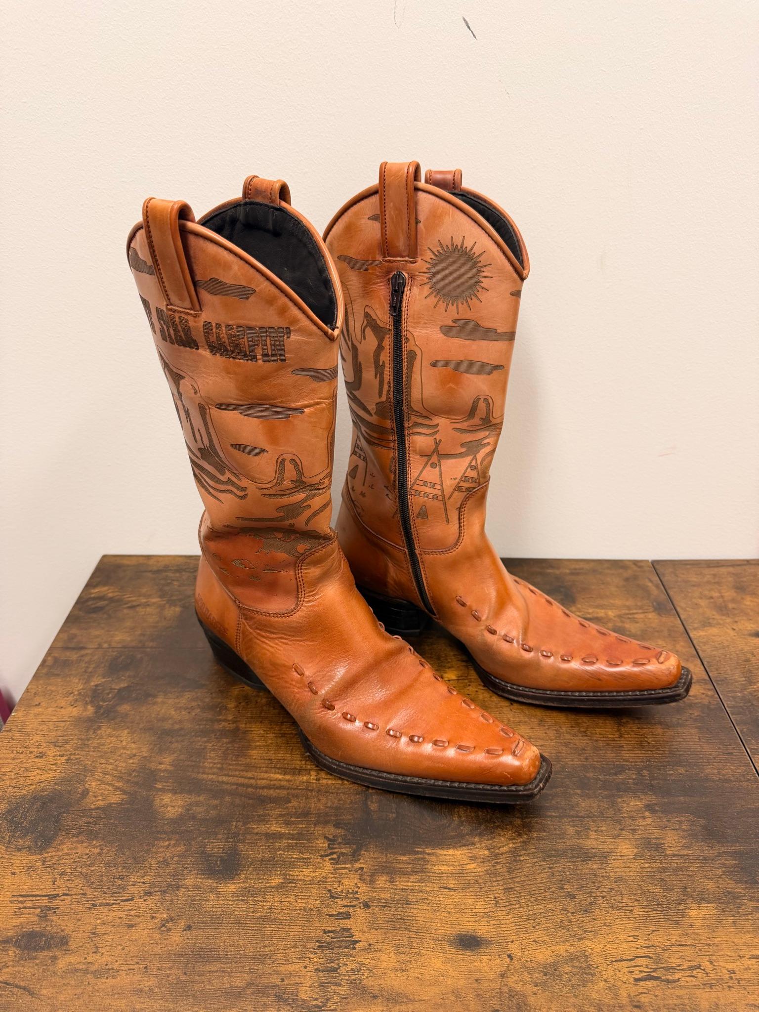Dsquared2 Tan Leather Cowboy Boots (Size EU 41)