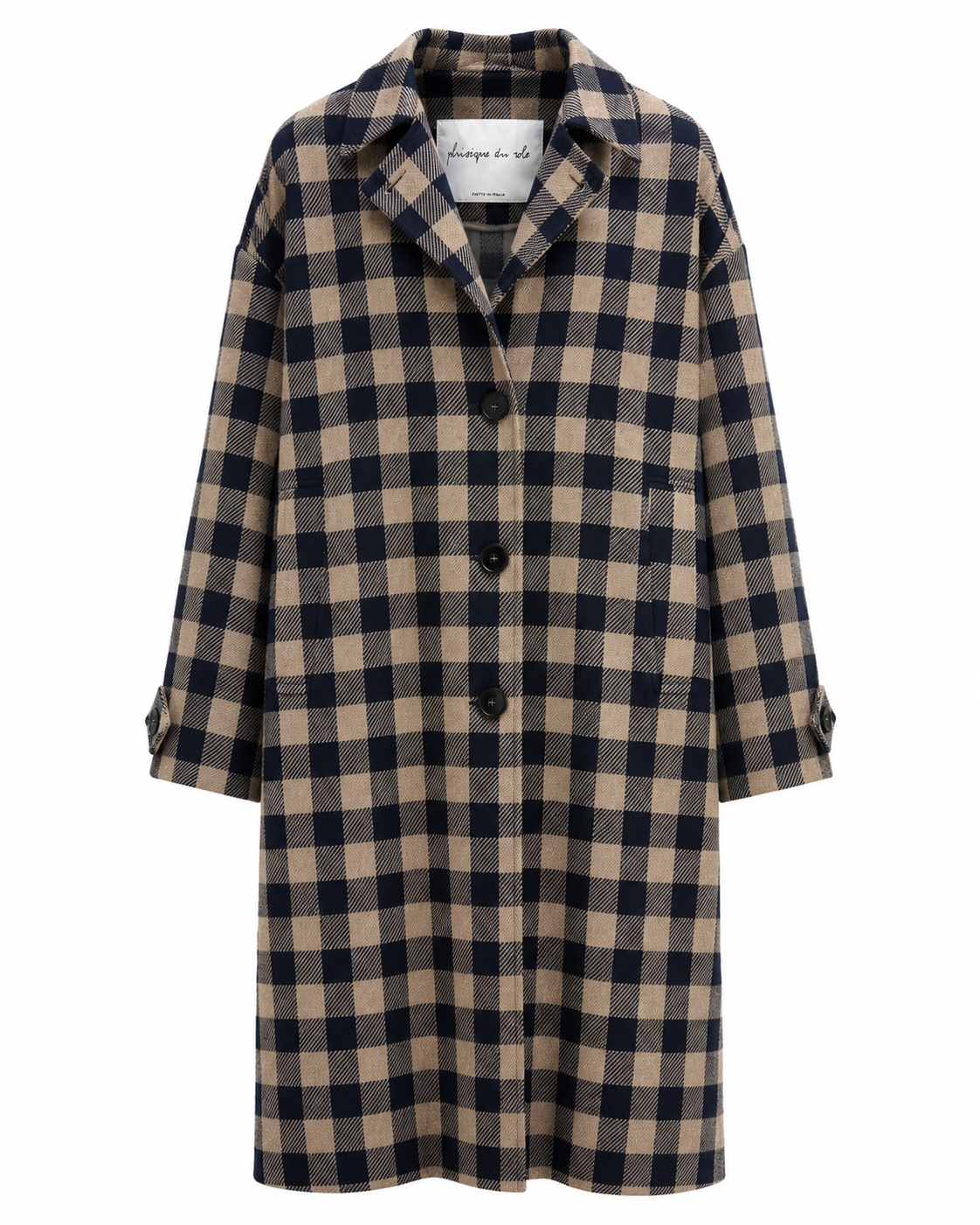 Phisique du Role Navy Taupe Check Coat M/L