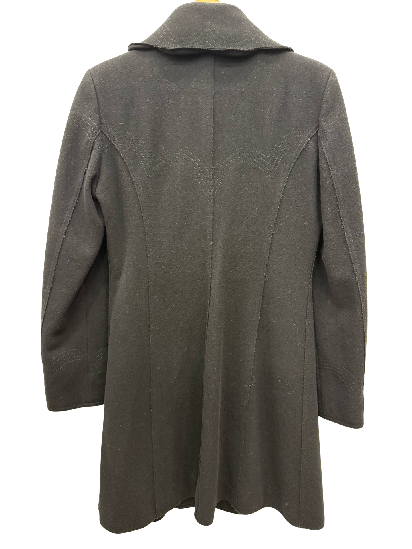 Moschino Black Wool Scallop Coat 10 thumbnail 2