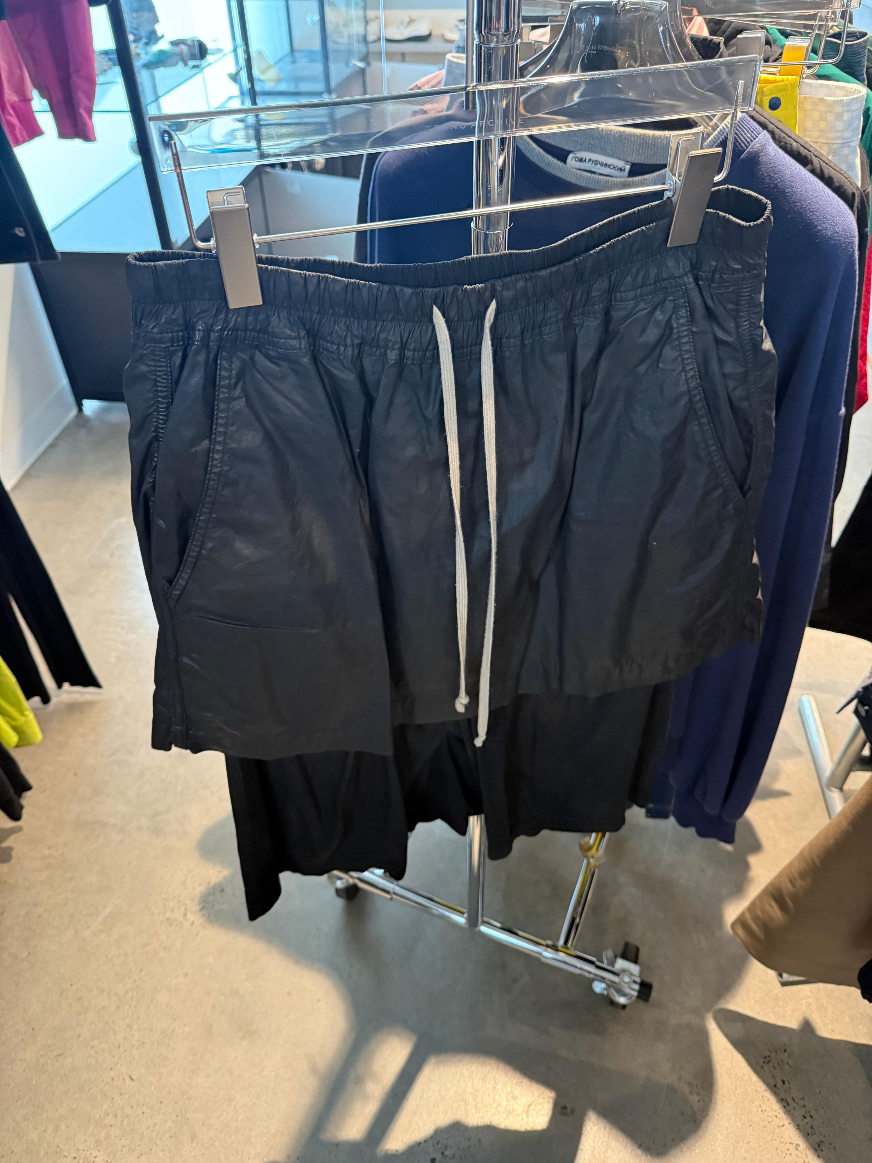 Rick Owens SS15 Faun Waxed Cotton Skirt-Layered Shorts (Size S)