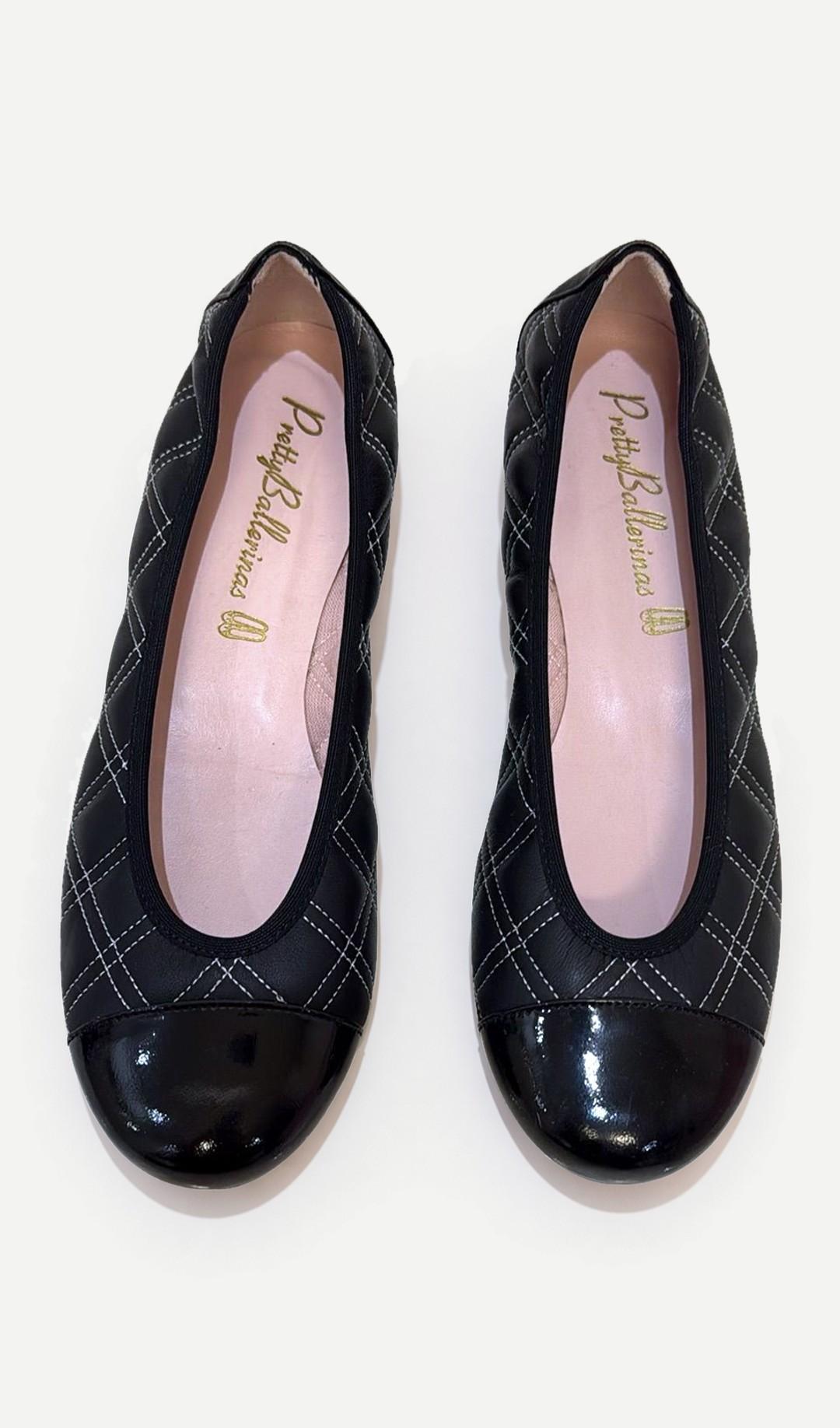 Pretty Ballerinas Black Quilted Ballet Flats 36 EU 38