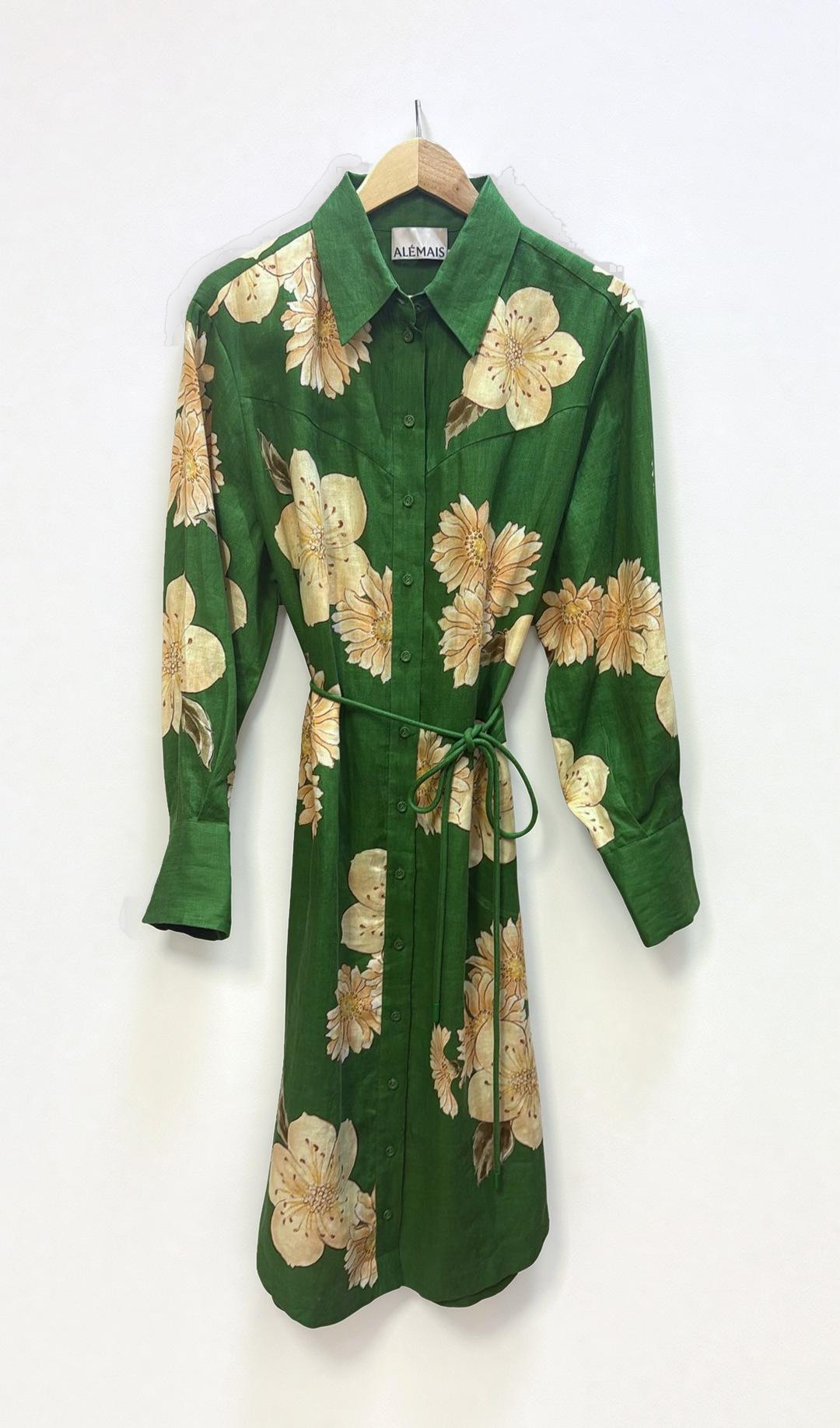 Alémais Green Floral Shirt Dress 12