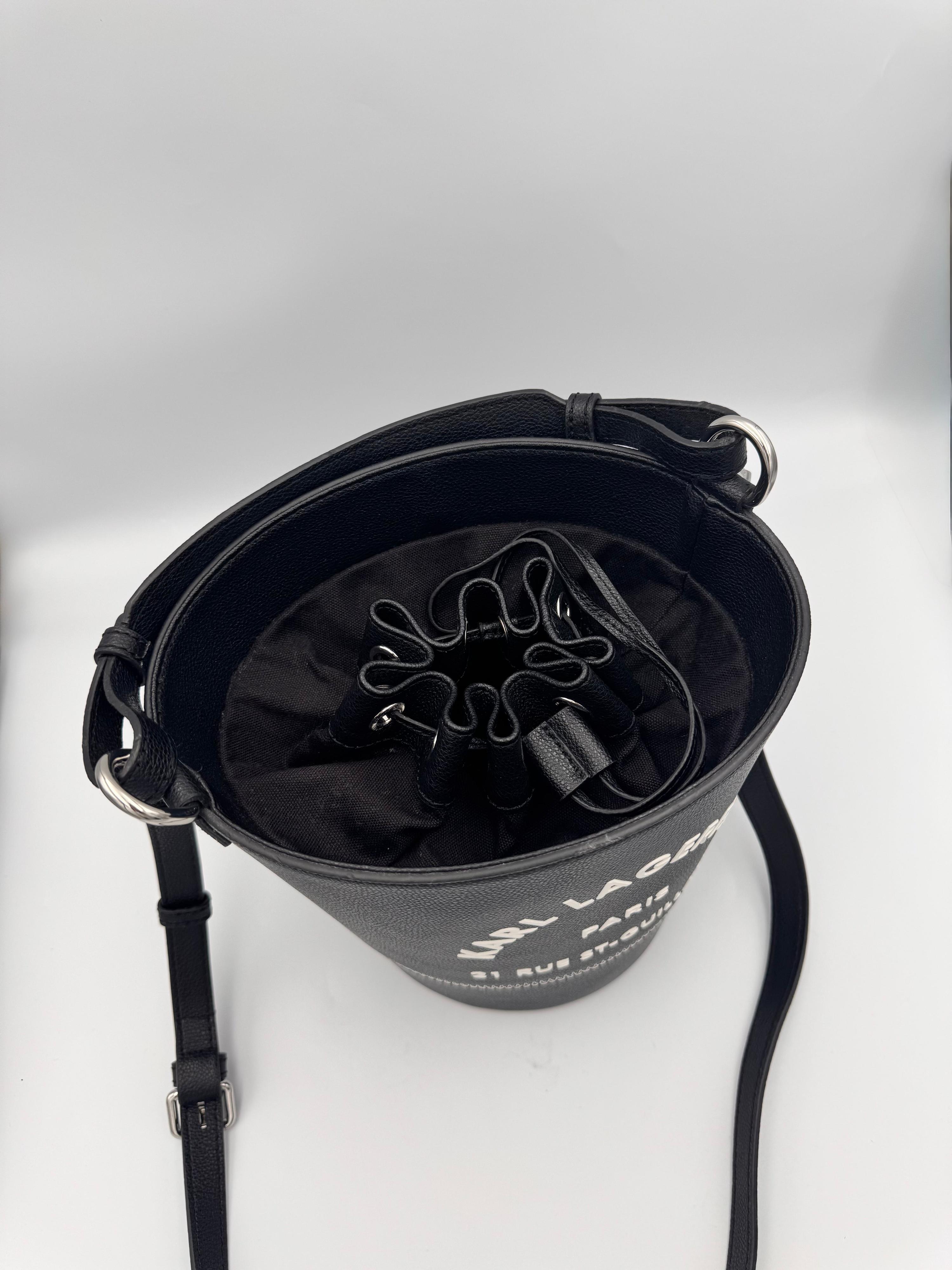 KARL LAGERFELD Black Leather Bucket Bag thumbnail 3