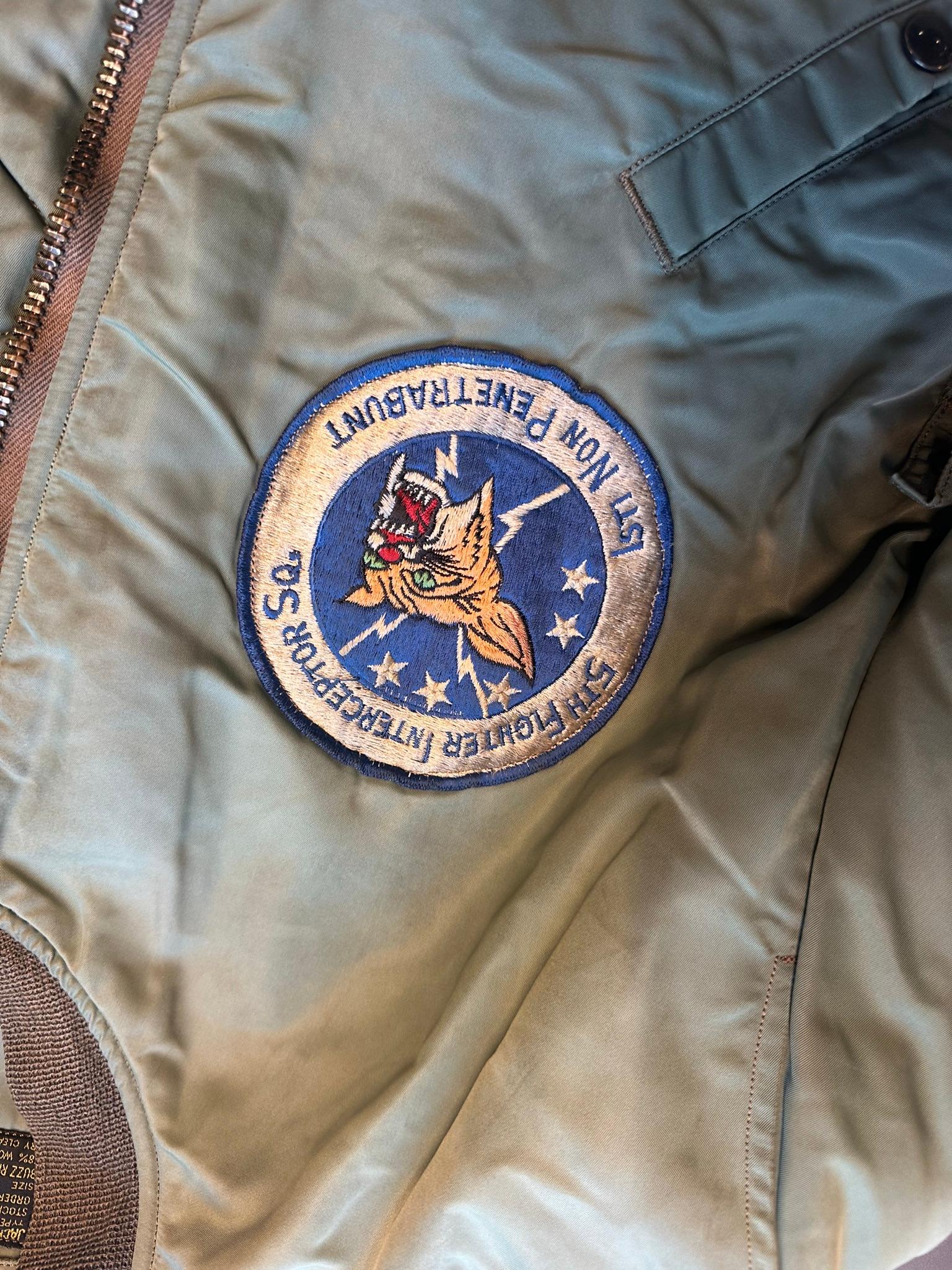 Buzz Rickson’s 57th Fighter Interceptor Squadron MA-1 Flight Jacket Sage Green (Size XL) thumbnail 3