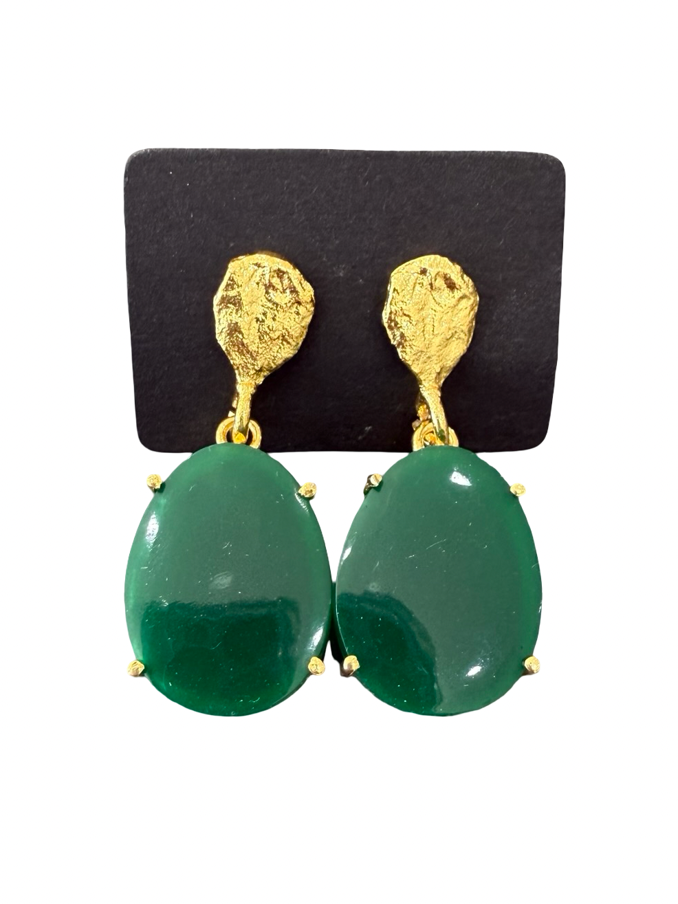 Gemajesty Green & Gold Stud Earrings thumbnail 2