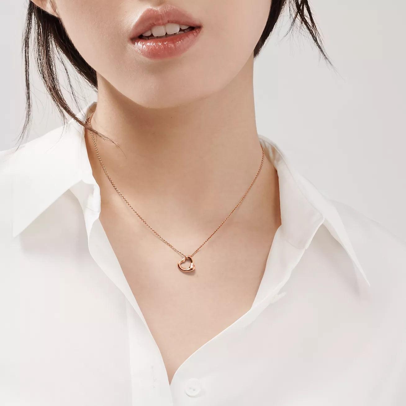 Tiffany & Co Rose Gold Open Heart Pendant 11mm