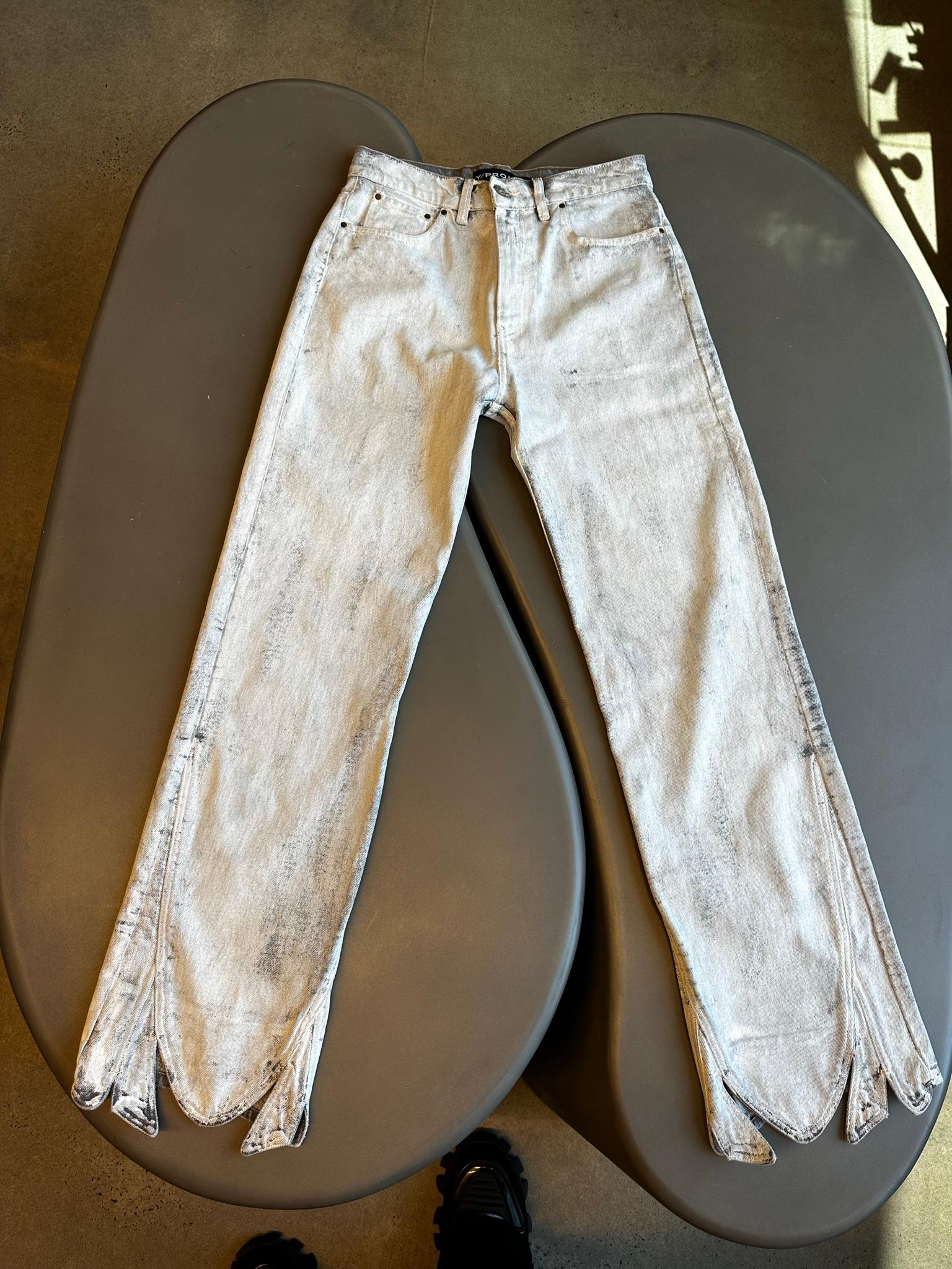 Y/Project Acid Wash Scalloped Hem Jeans White/Grey (Size 29)