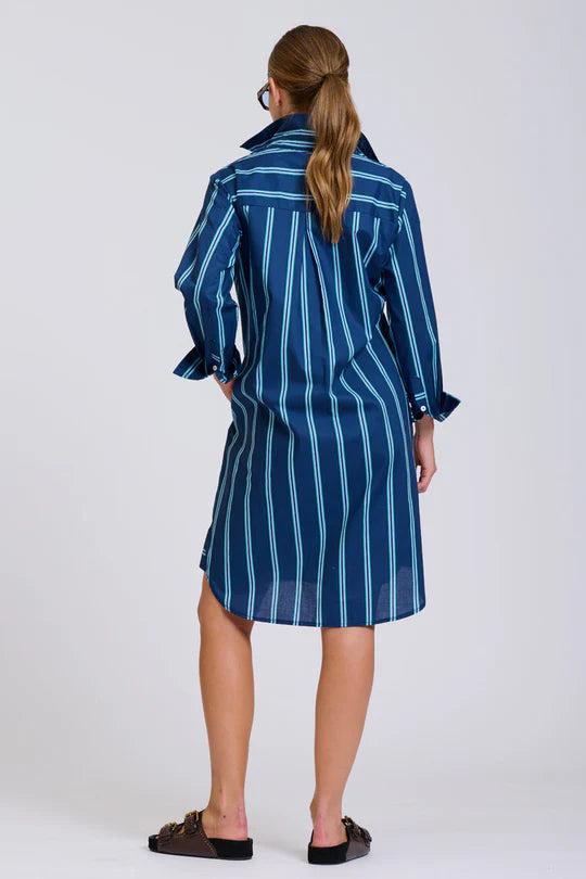 Shirty Navy Green Stripe Dress - XL thumbnail 4