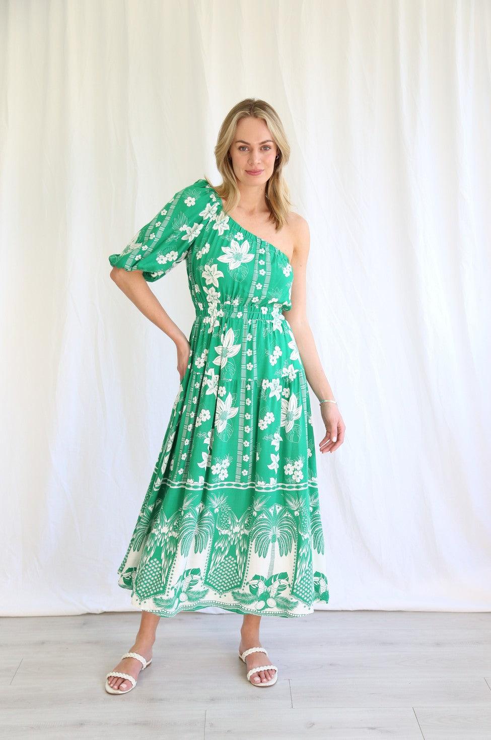 Tropic Green One Shoulder Dress - 8