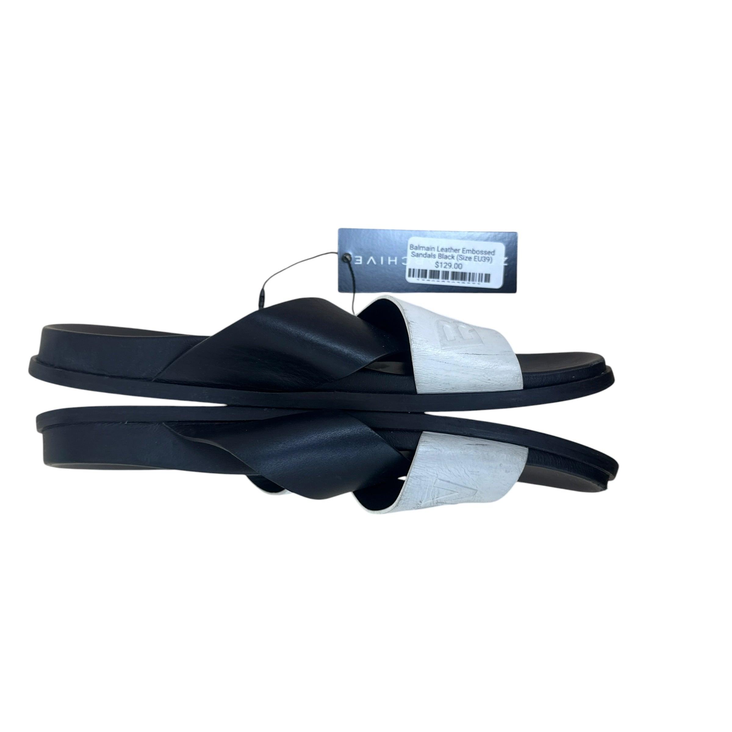 Balmain Leather Embossed Sandals Black (Size EU39) thumbnail 2