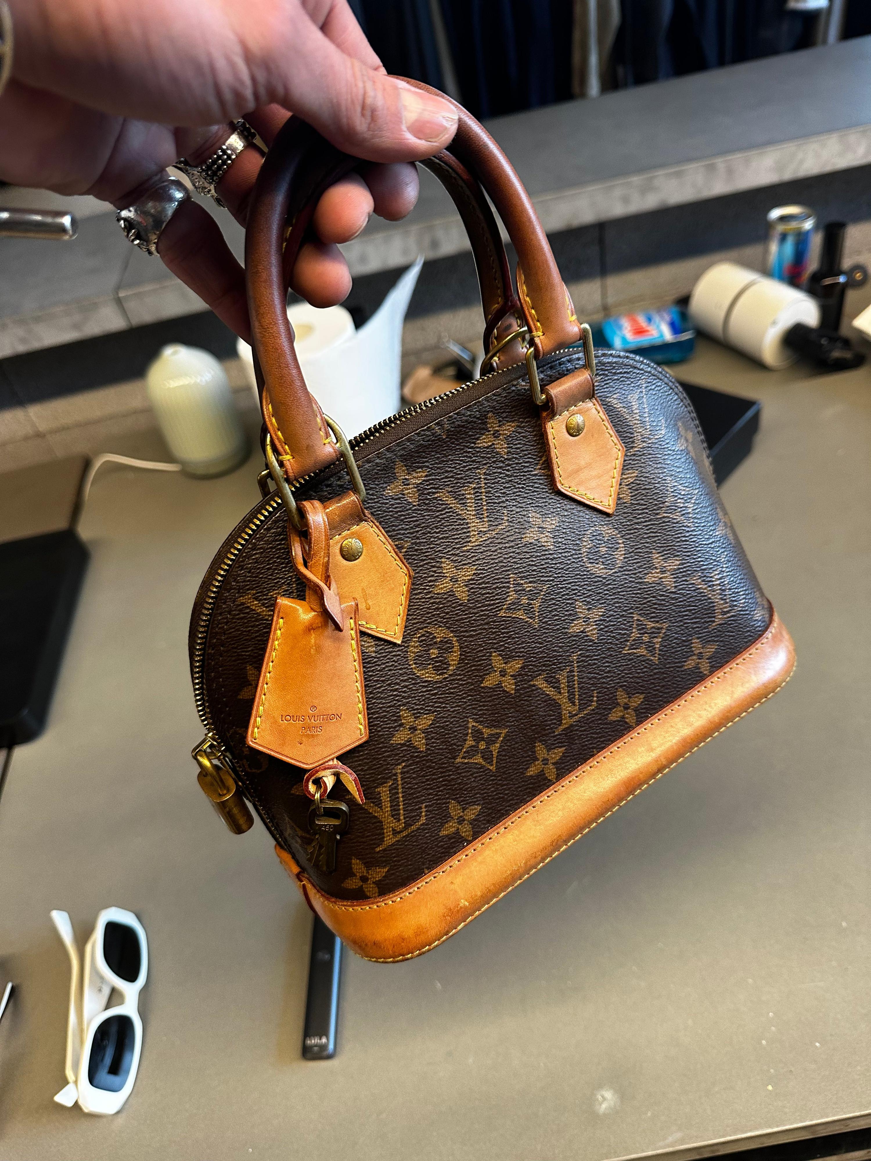 Louis Vuitton Alfa BB Leather Monogram Bag Brown
