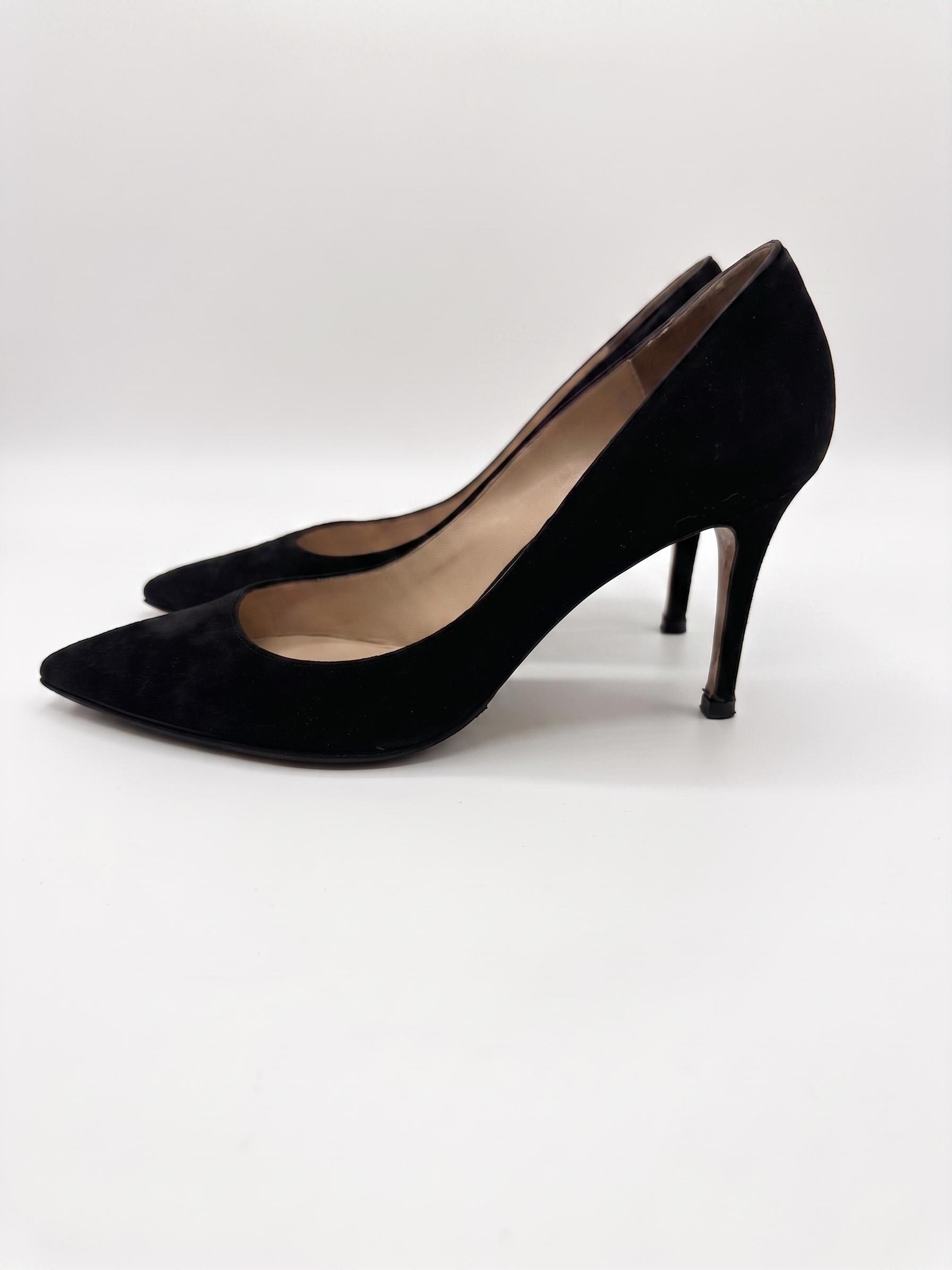 Gianvito Rossi Black Suede Heels 38 thumbnail 4