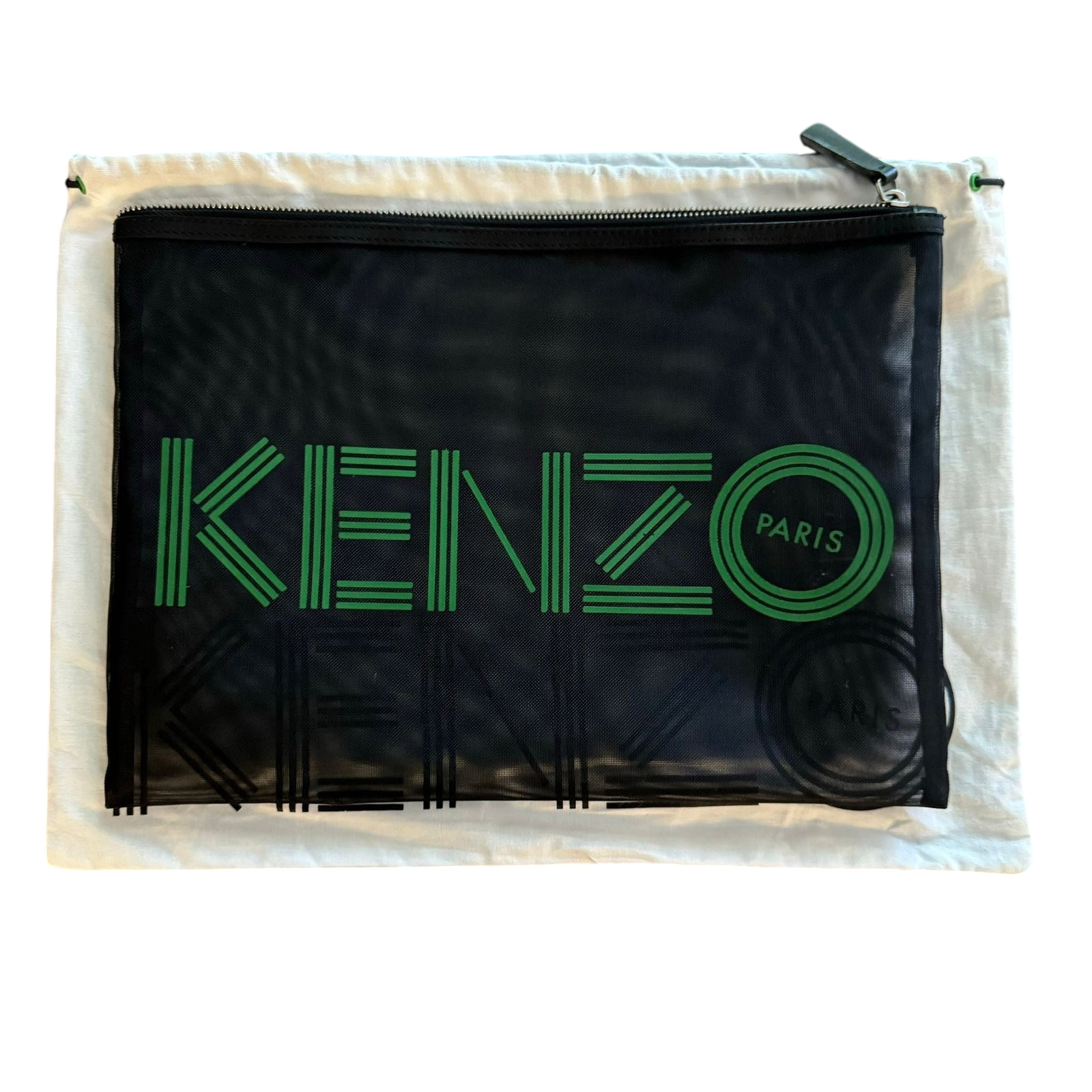Kenzo Black / Green Mesh Clutch Bag