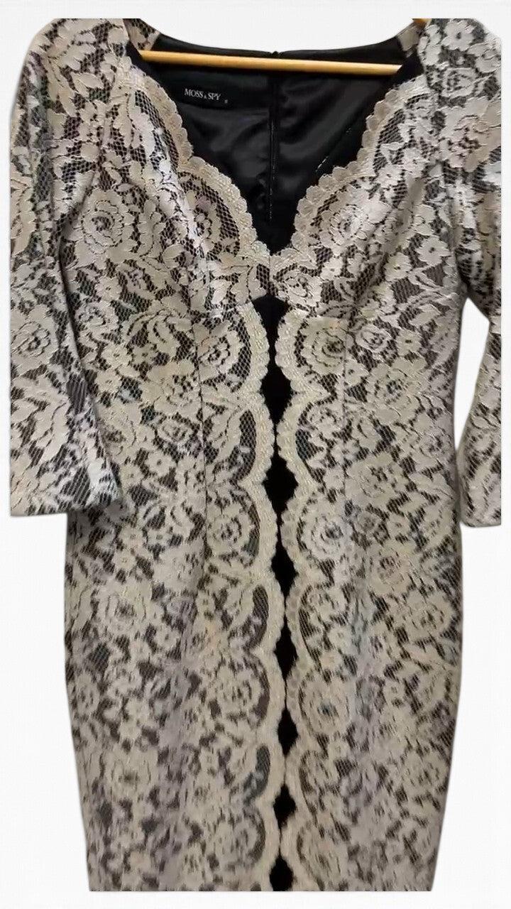 Moss & Spy Beige Black Lace Dress 10 thumbnail 2