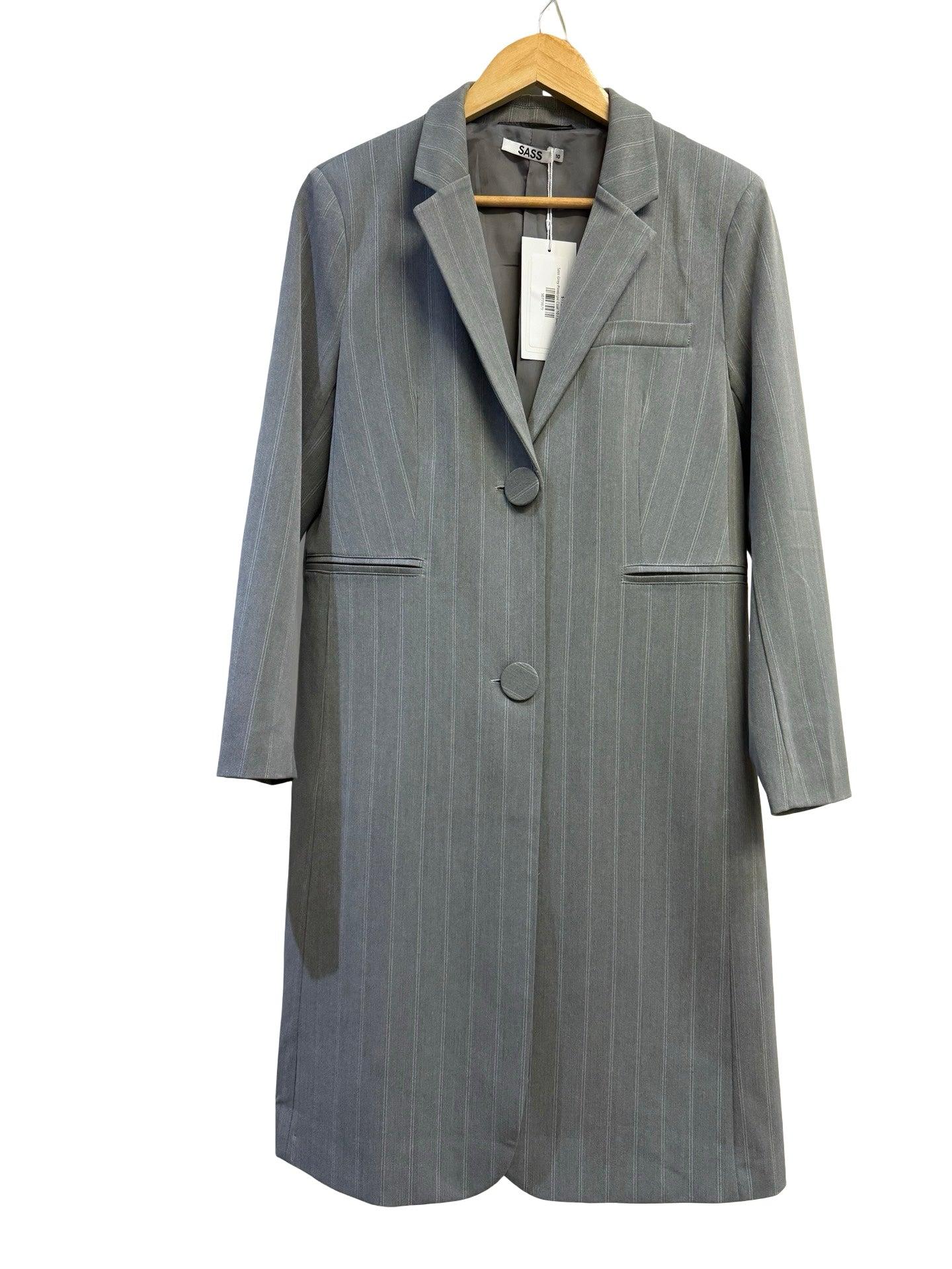 Sass Grey Pinstripe Coat 10