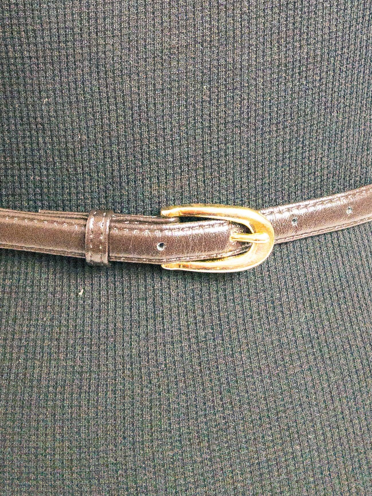 Chocolate Brown Slim Belt Gold Hardware XS/S thumbnail 4