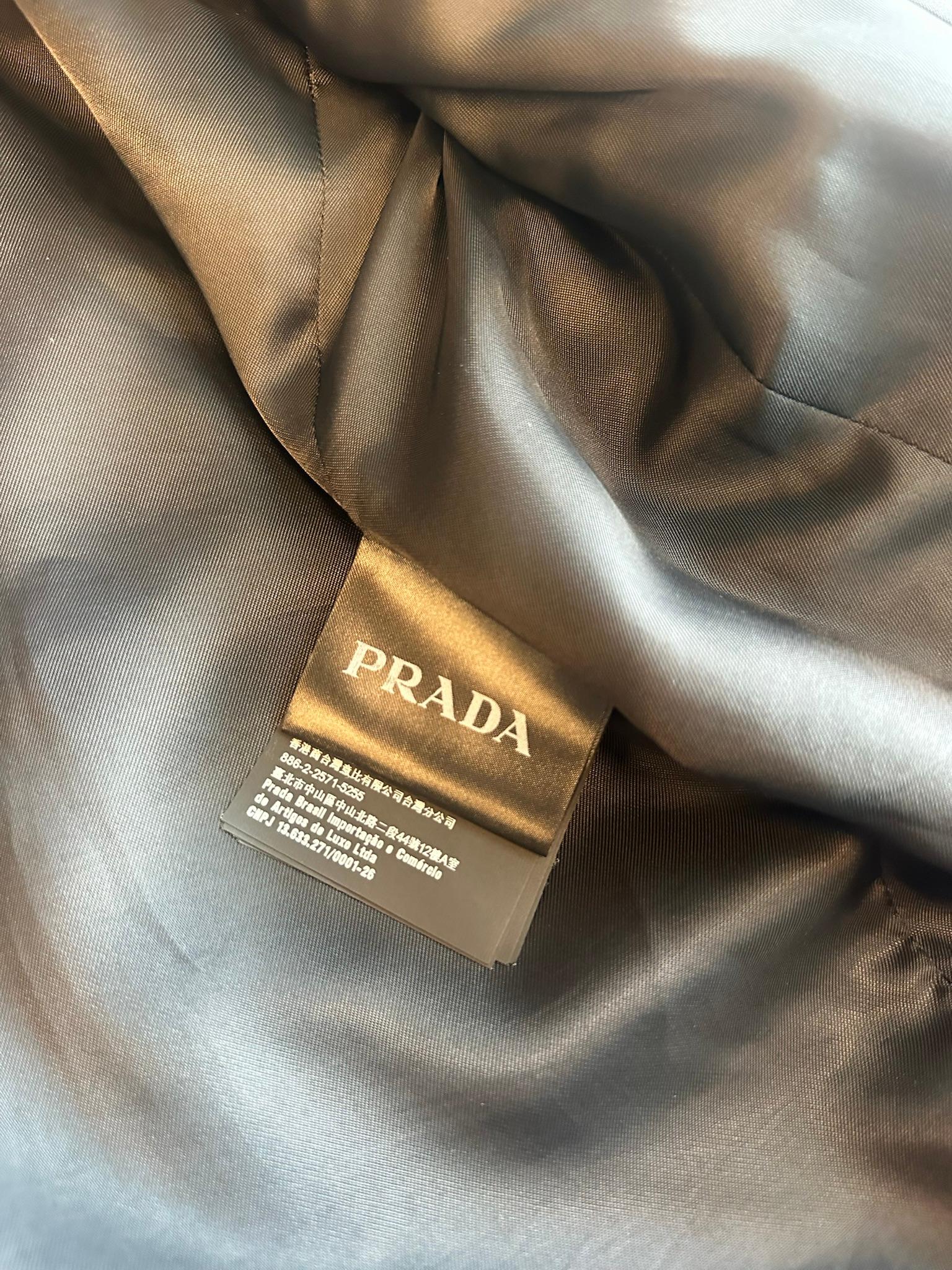 Prada Lambskin Leather Cafe Racer Moto Jacket Black (Size 50/L) thumbnail 3