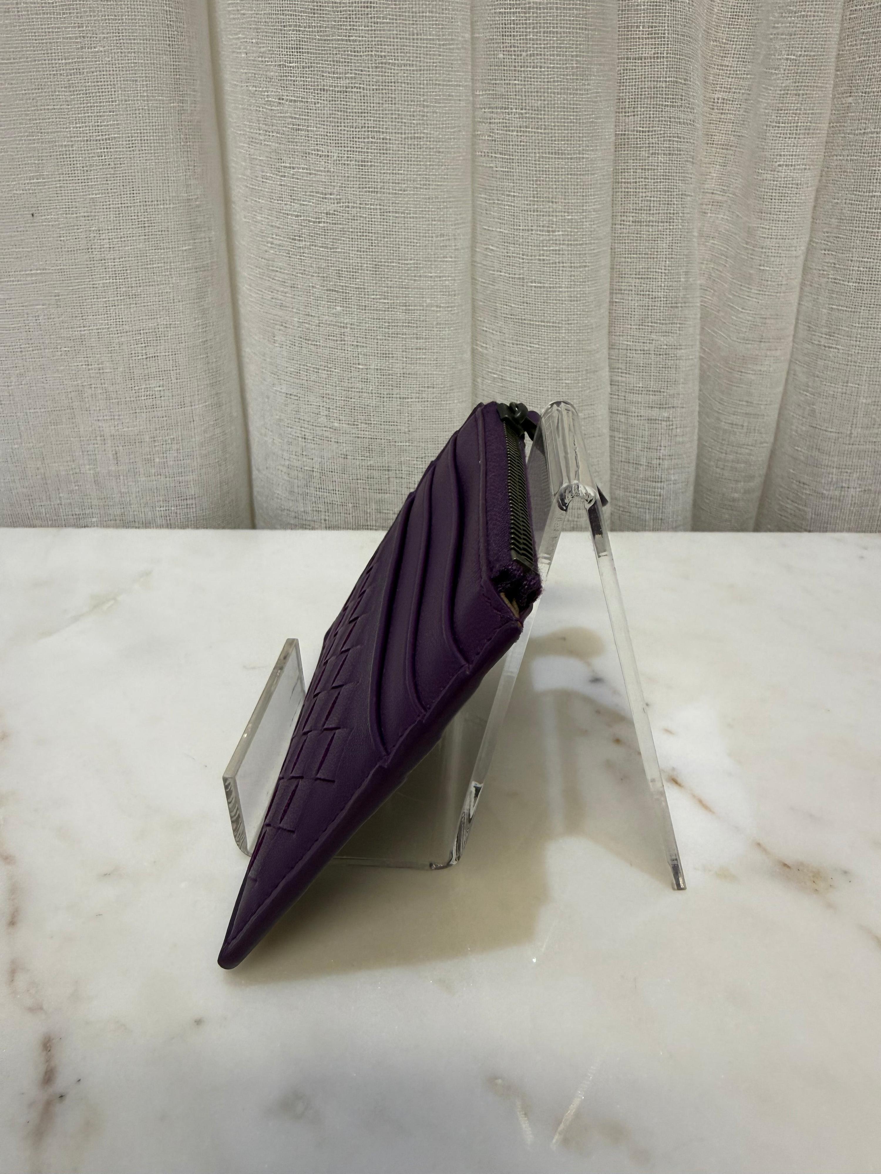 Bottega Purple Card Wallet With Zip thumbnail 3