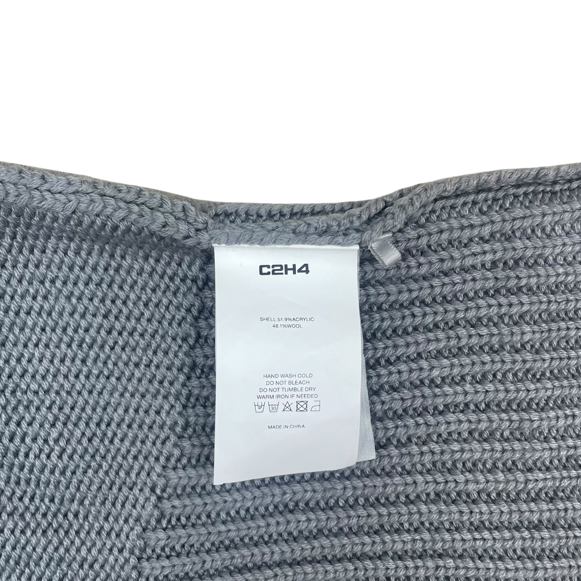 C2H4 Arc Sculpture Wool Blend Distressed Knit Sweatshirt Grey (Size M) thumbnail 5