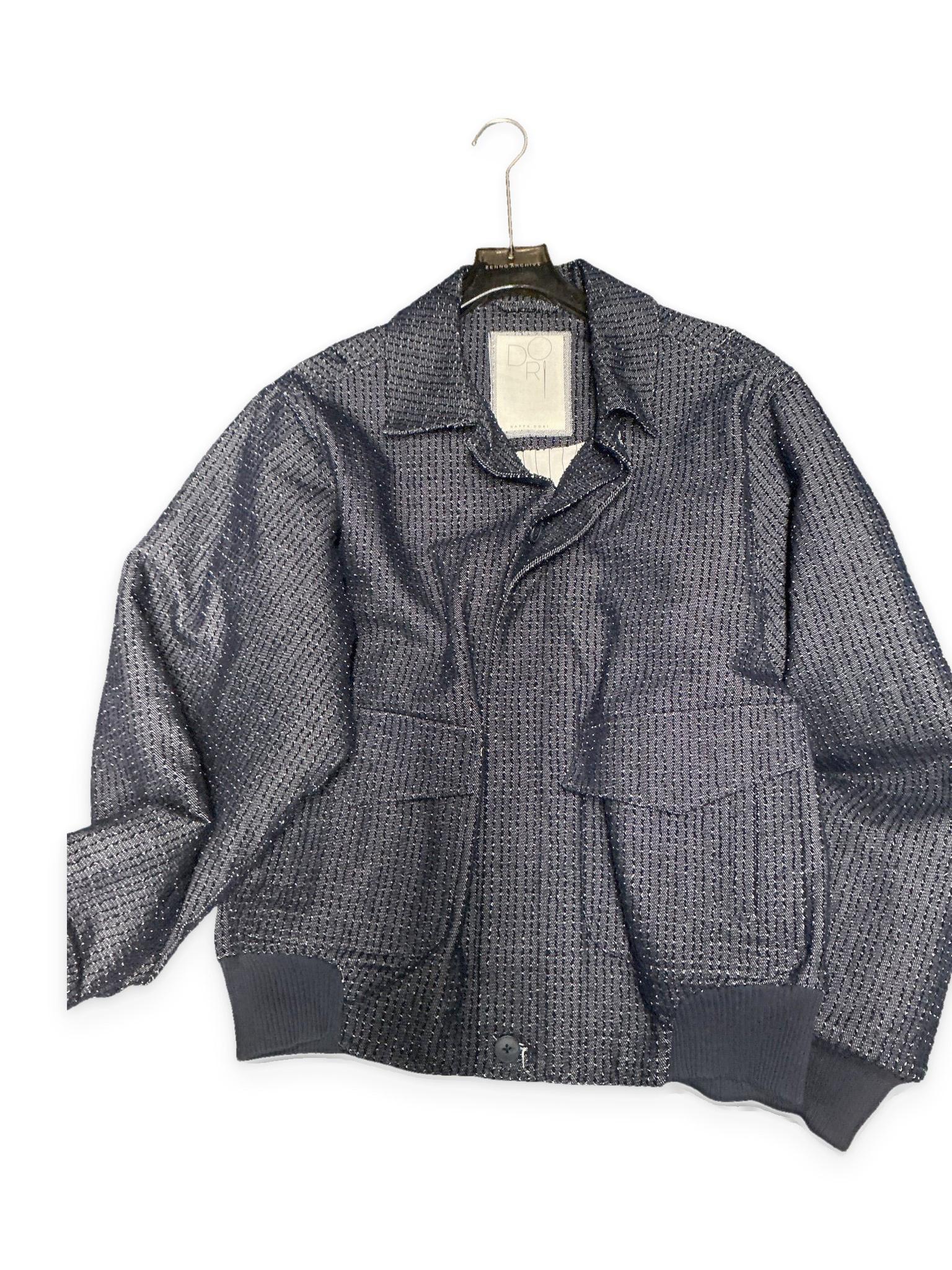 Nappa Dori Dori Textured Cotton Bomber Jacket Navy (Size L)