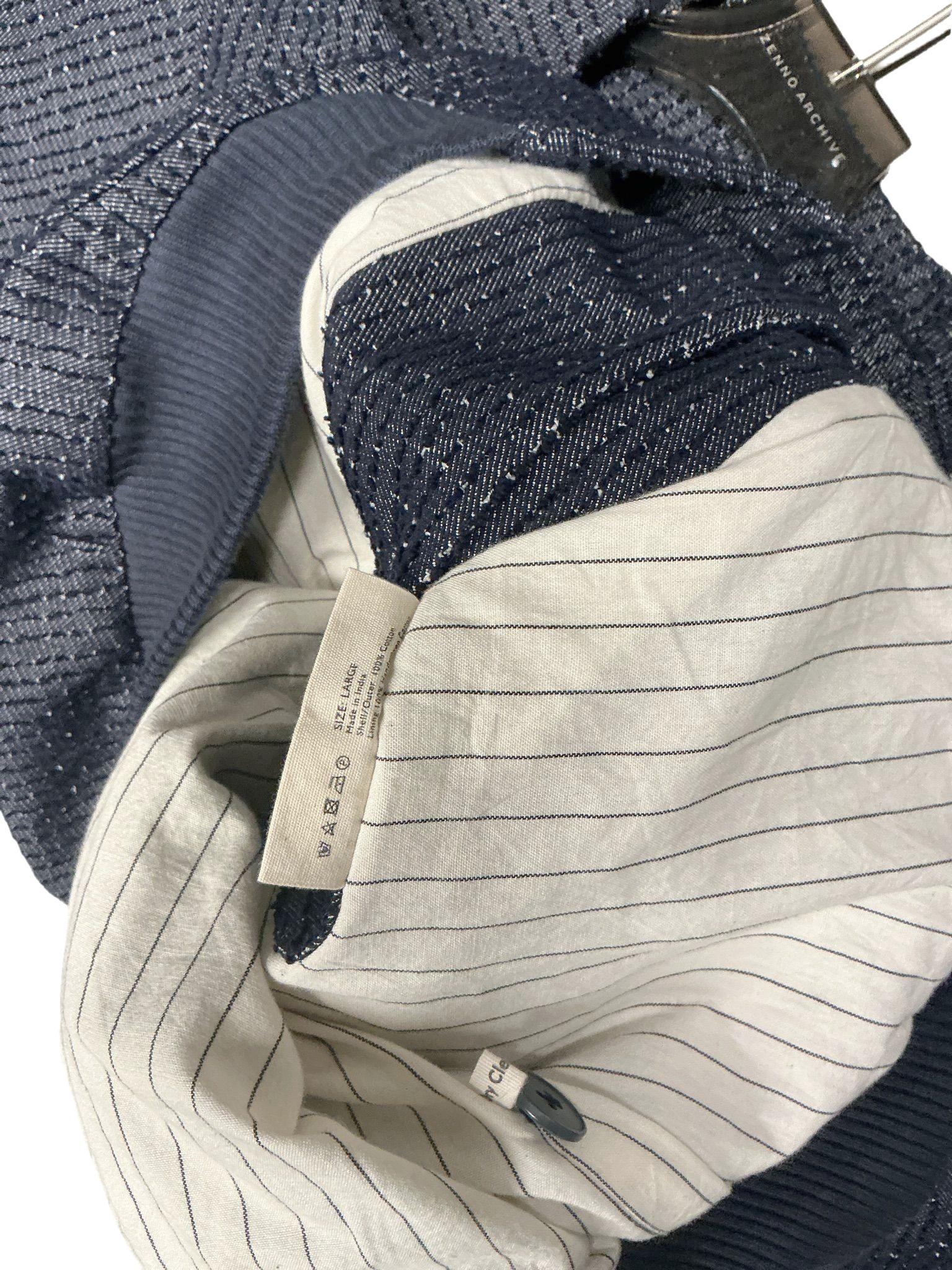 Nappa Dori Dori Textured Cotton Bomber Jacket Navy (Size L) thumbnail 3