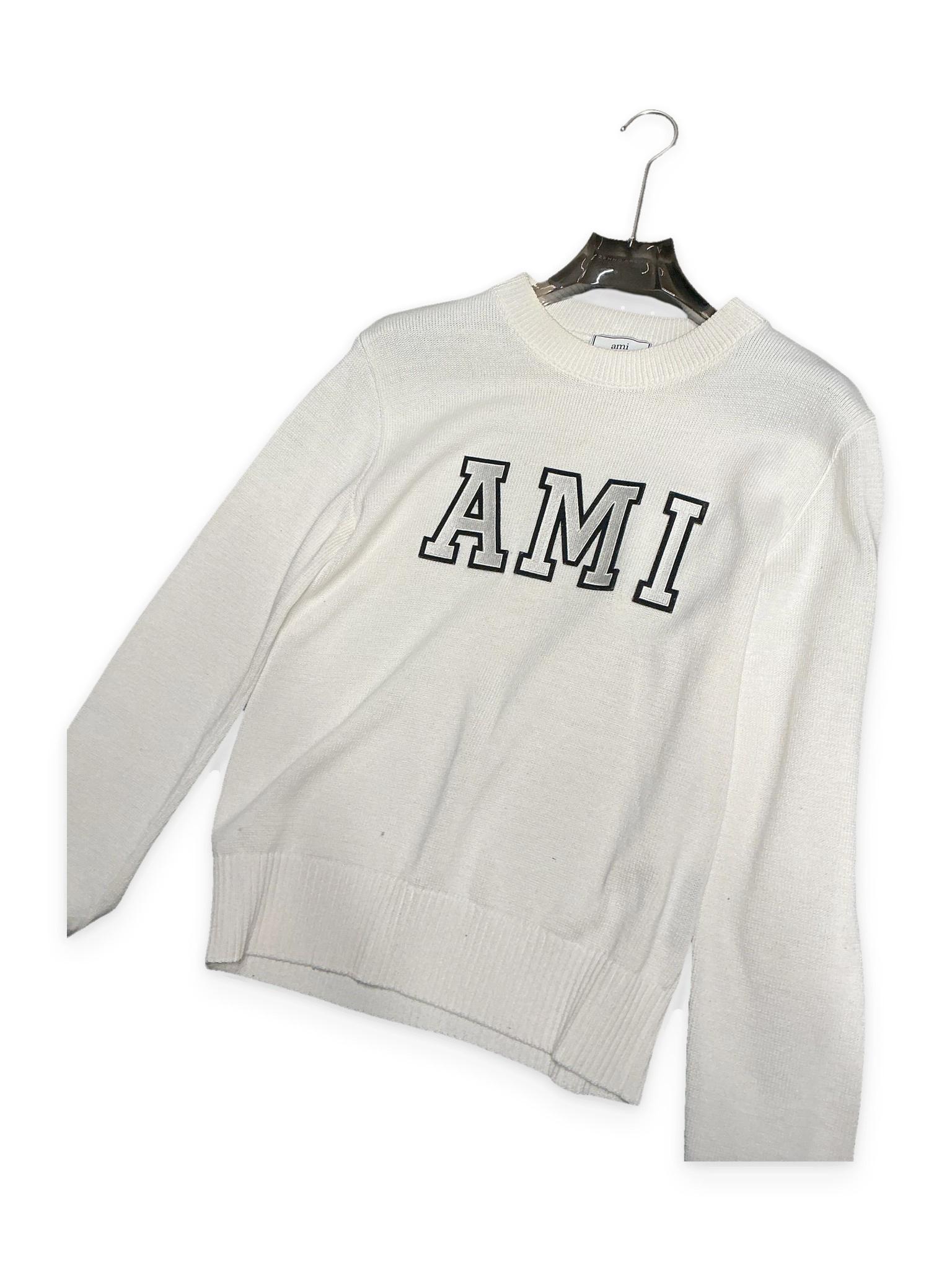 Ami Alexandre Mattiussi Logo Knit Sweater White (Size M)