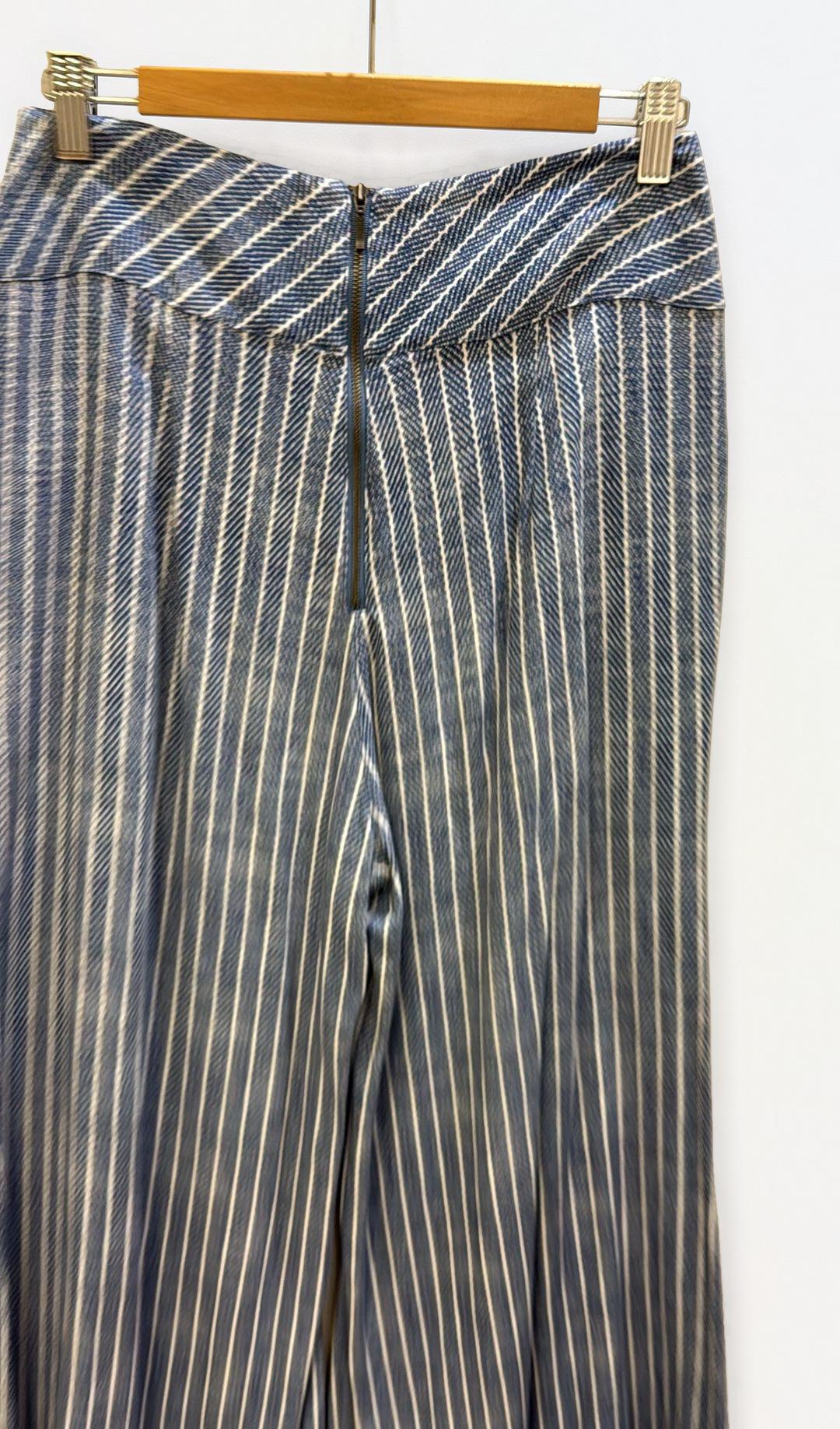 Once Was Melbourne Blue White Stripe Flare Pants thumbnail 2