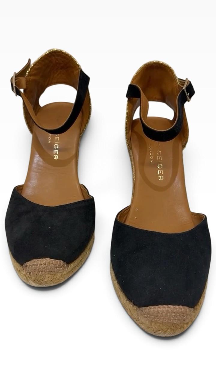 Kurt Geiger Navy Gold Espadrille Wedges 40 UK 10 thumbnail 2