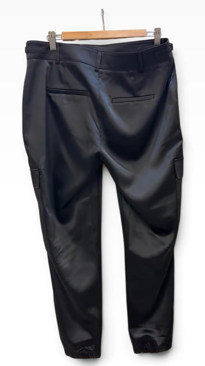 Monari Black Satin Cargo Pants 14 thumbnail 2