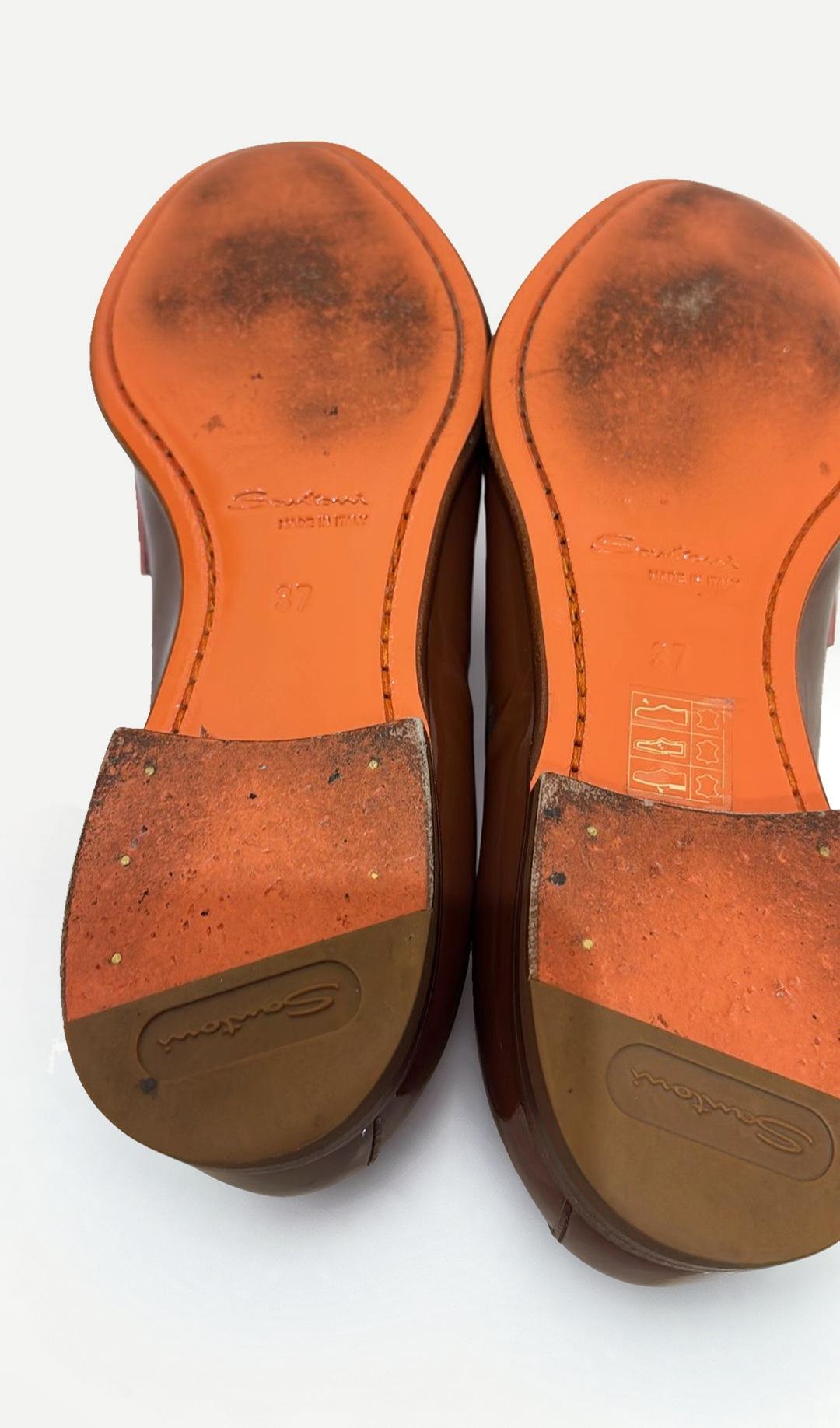 Santoni Brown Patent Loafers 37 thumbnail 5