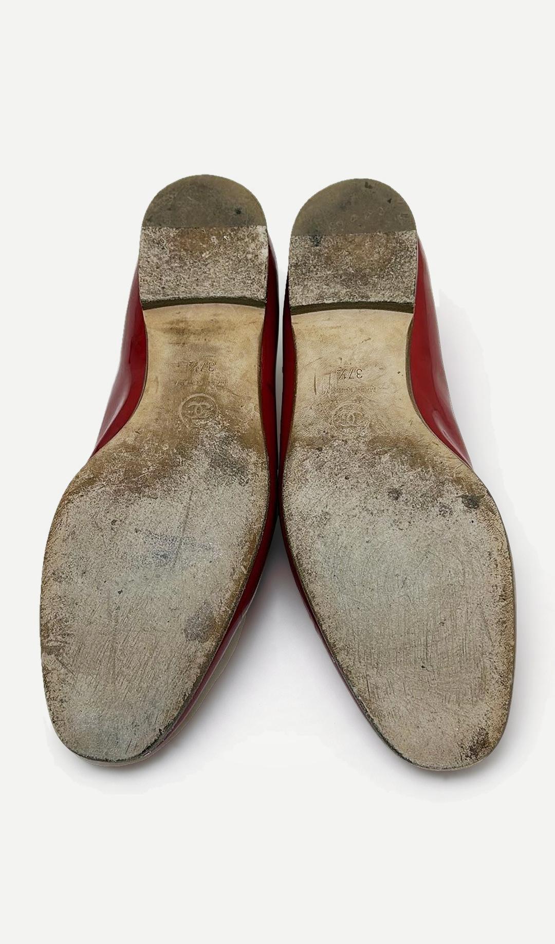 Chanel Red Patent Loafers 37.5 thumbnail 5