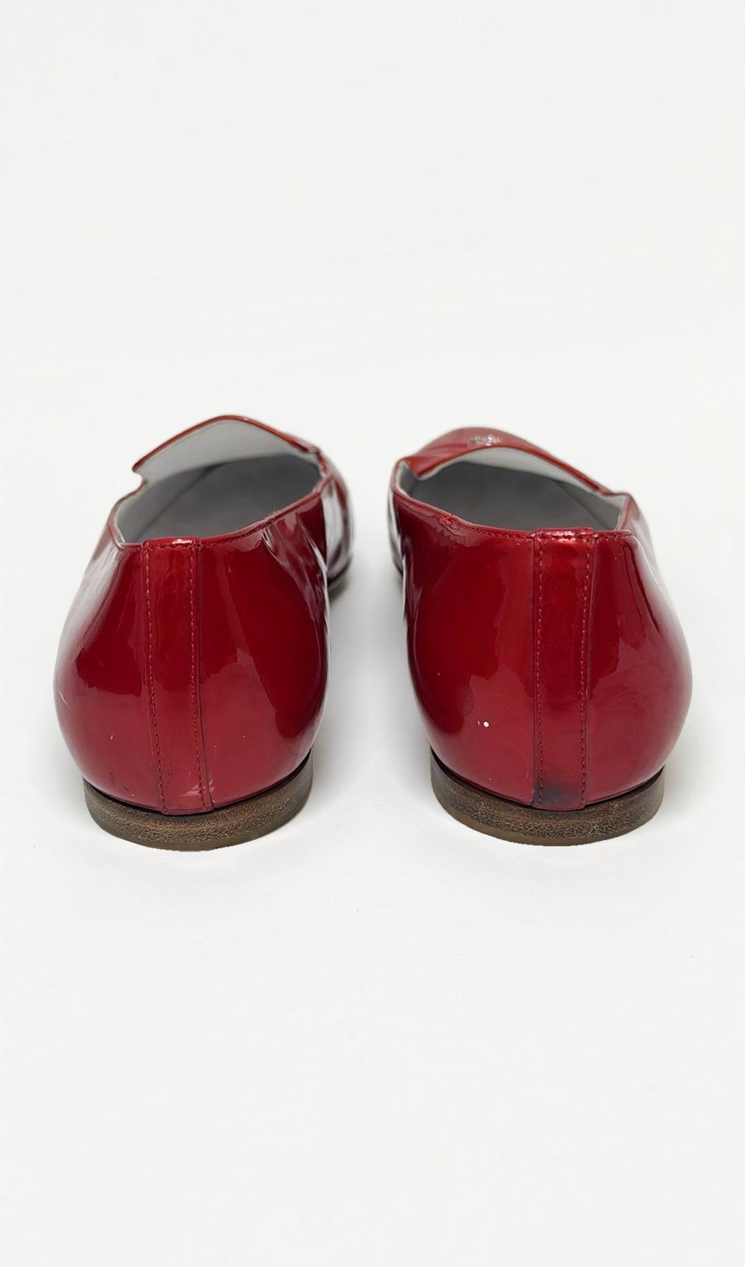 Chanel Red Patent Loafers 37.5 thumbnail 3