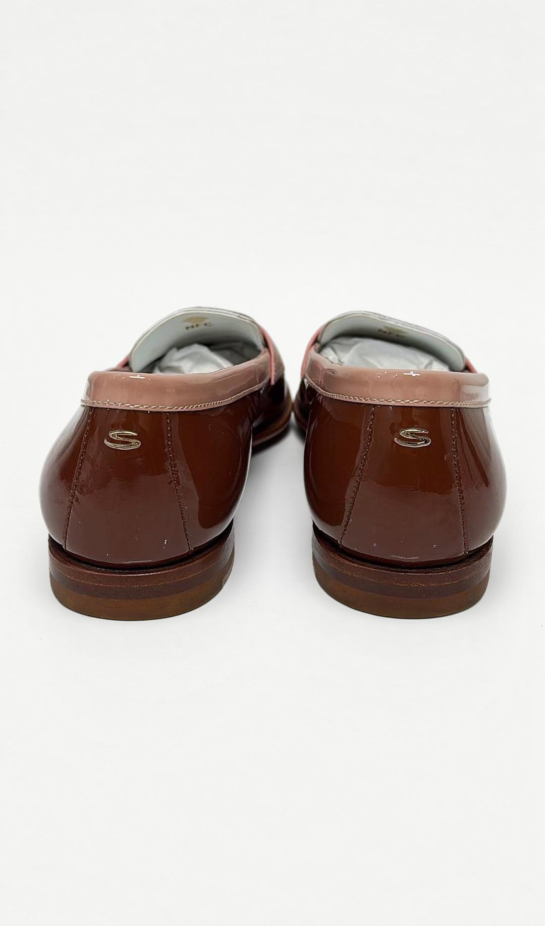 Santoni Brown Patent Loafers 37 thumbnail 3