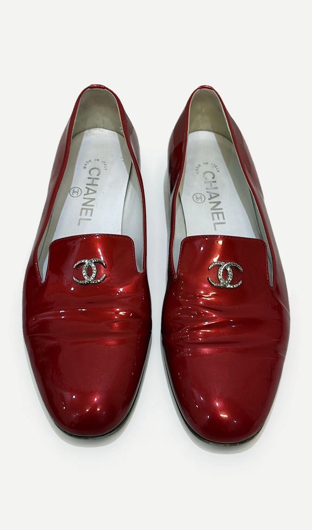 Chanel Red Patent Loafers 37.5 thumbnail 2
