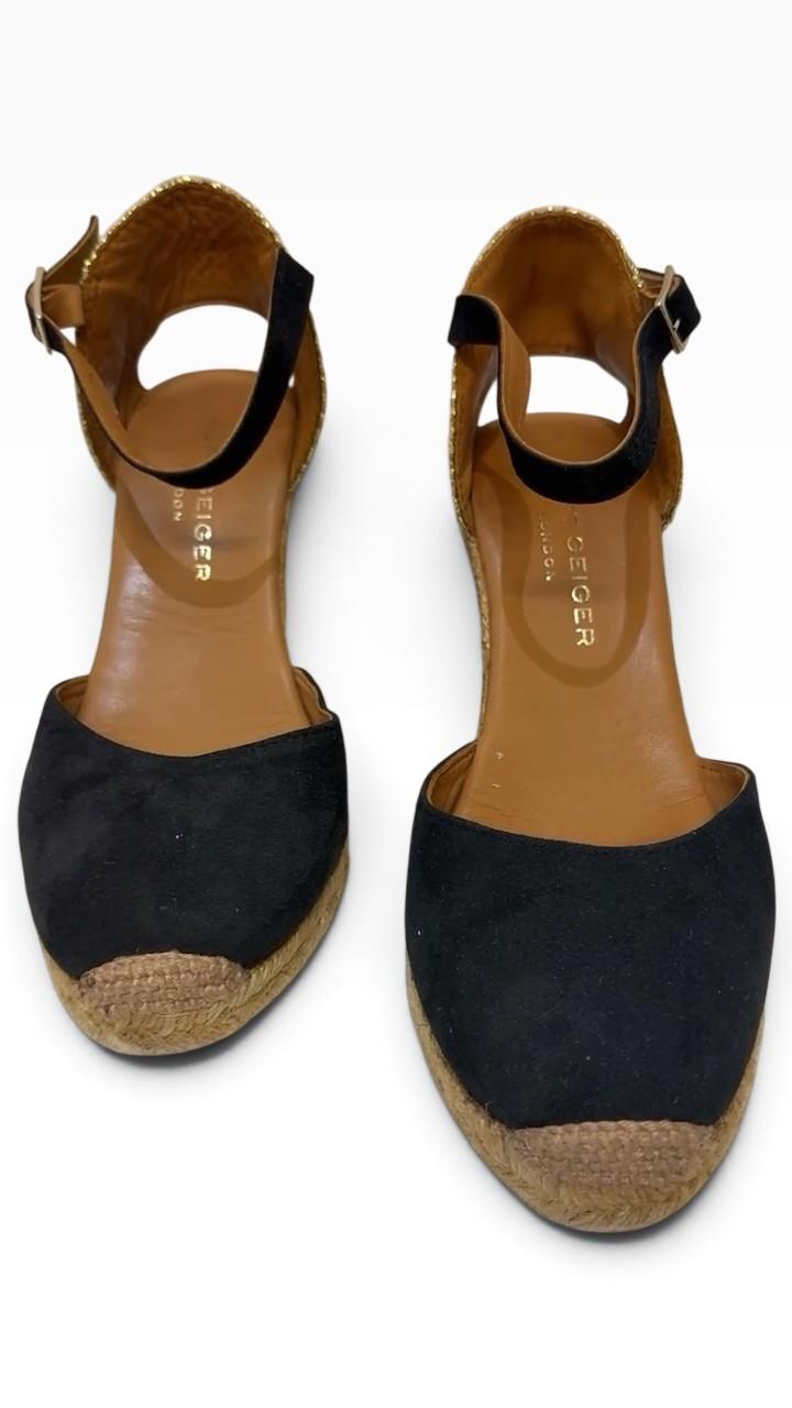 Kurt Geiger Navy Gold Espadrille Wedges 40 UK 10 thumbnail 3