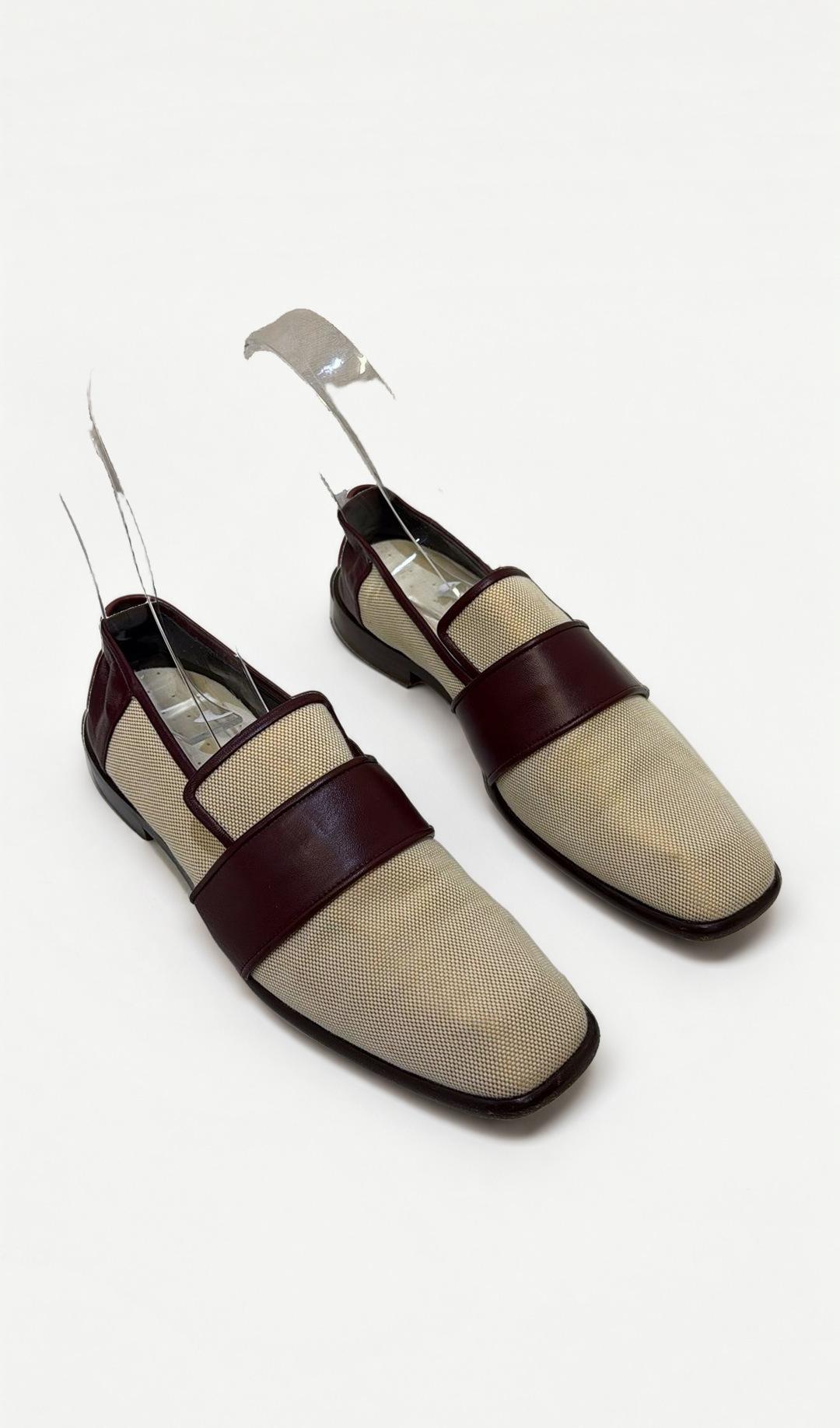 Victoria Beckham Beige Maroon Loafers 37 thumbnail 2