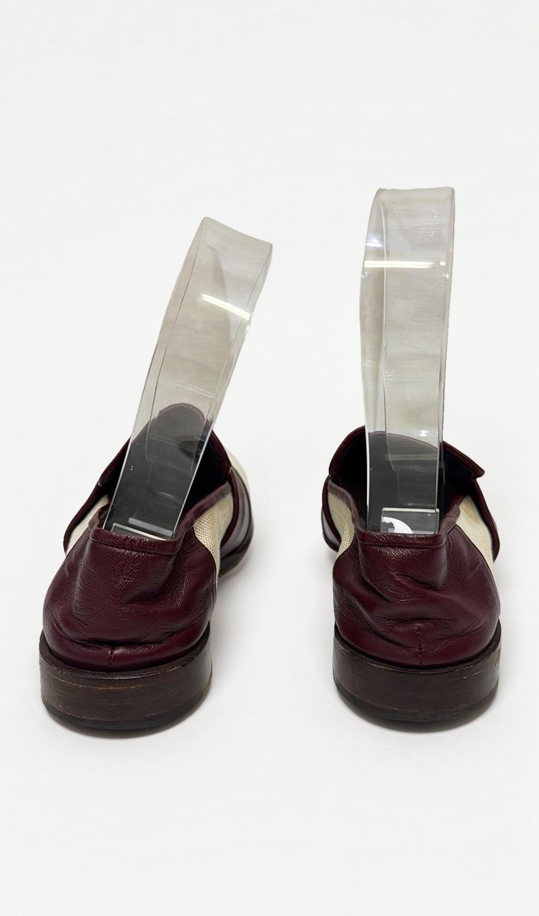 Victoria Beckham Beige Maroon Loafers 37 thumbnail 3