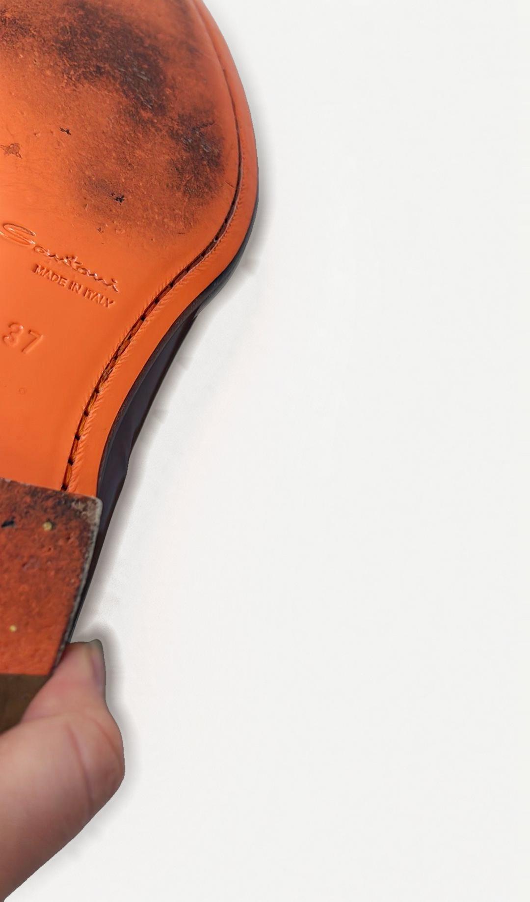 Santoni Brown Patent Loafers 37 thumbnail 4